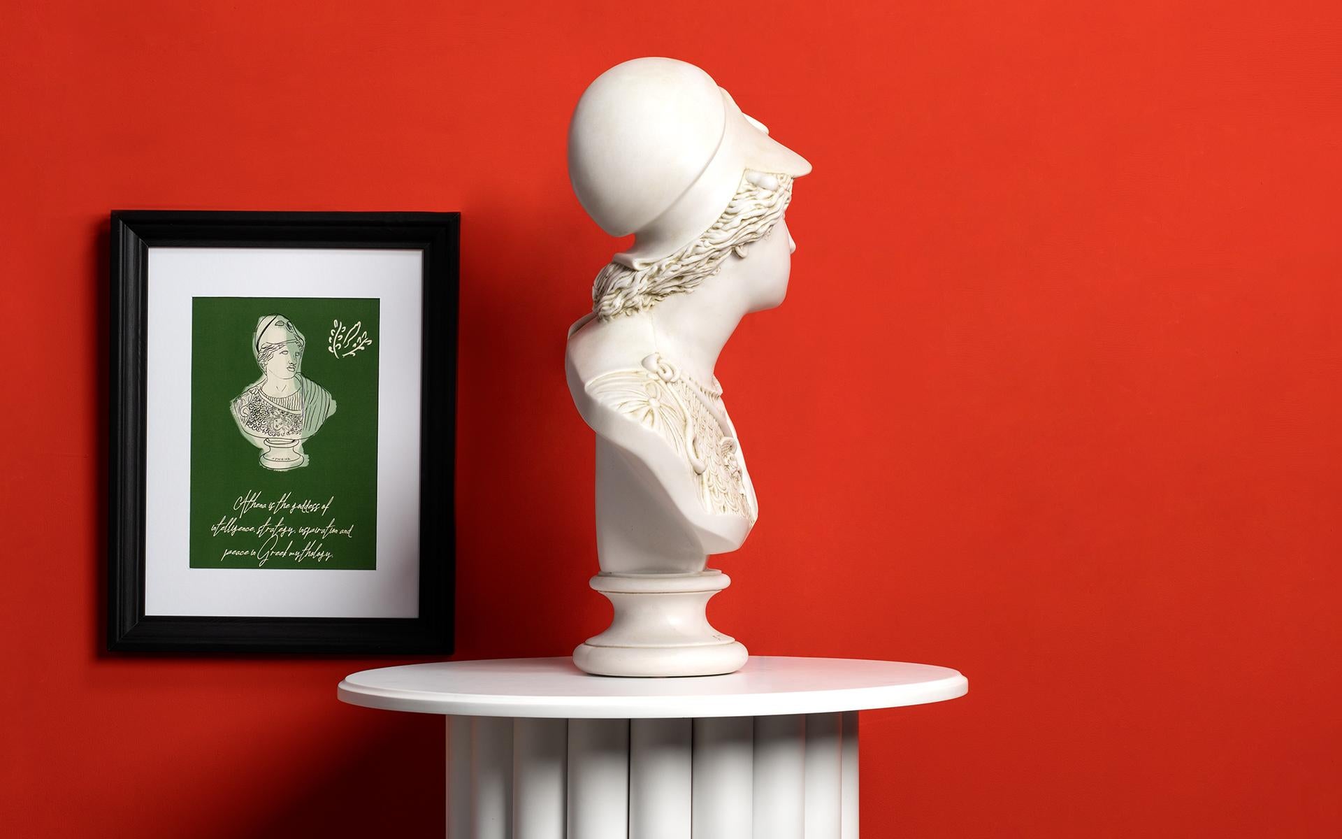 Contemporary Wise Athena Bust Made with Compressed Marble Powder 'Bursa Museum' Statue For Sale