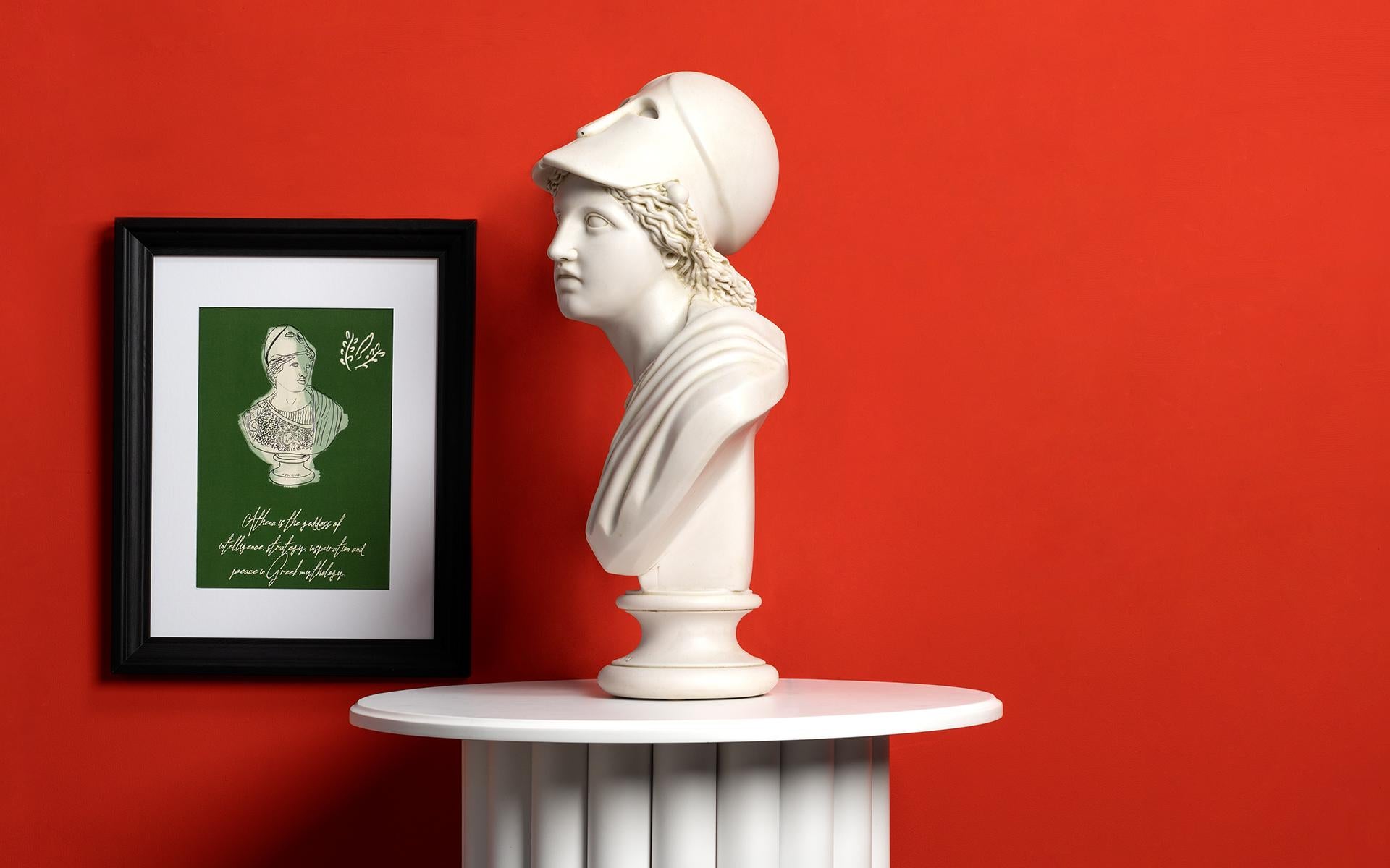 Statuary Marble Wise Athena Bust Made with Compressed Marble Powder 'Bursa Museum' Statue For Sale