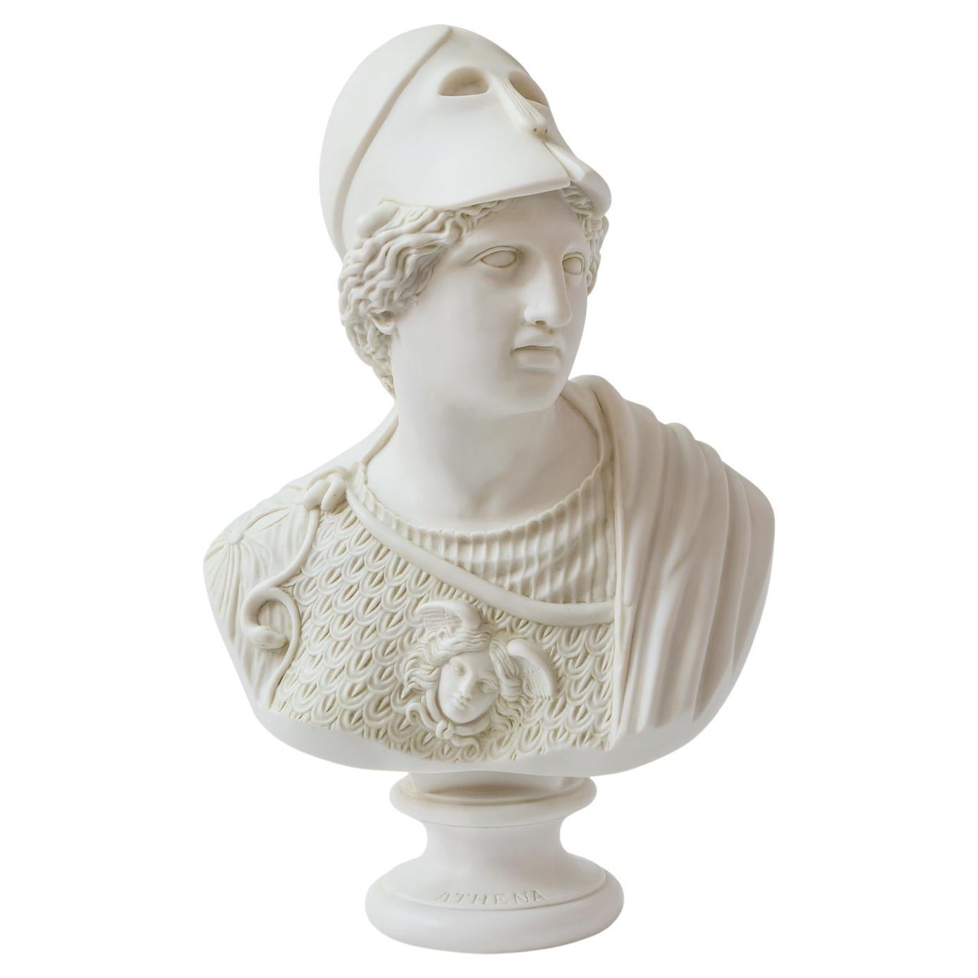 Wise Athena Bust Made with Compressed Marble Powder 'Bursa Museum' Statue