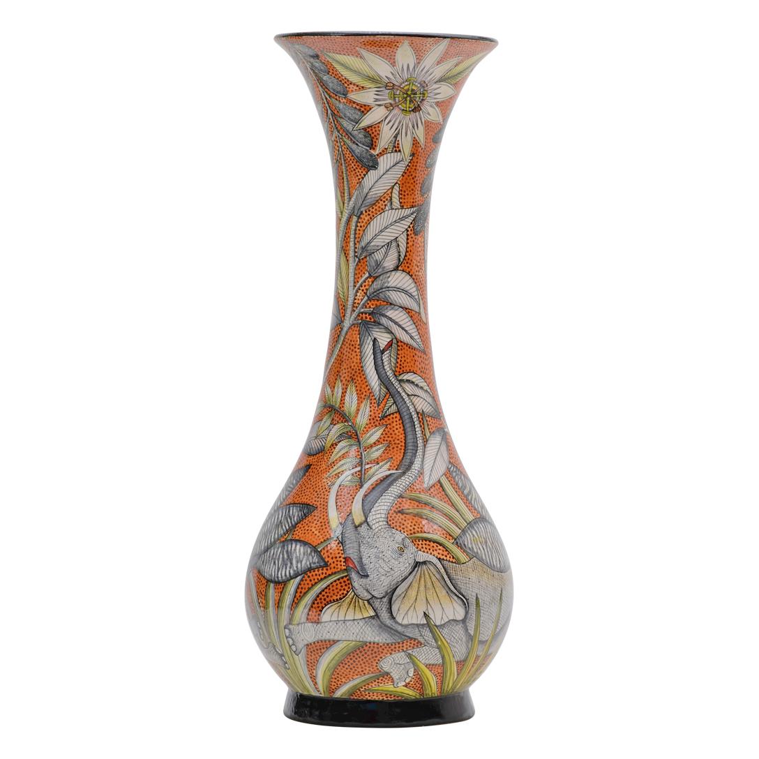 Fired Wiseman Ceramics, Elephant Vase For Sale