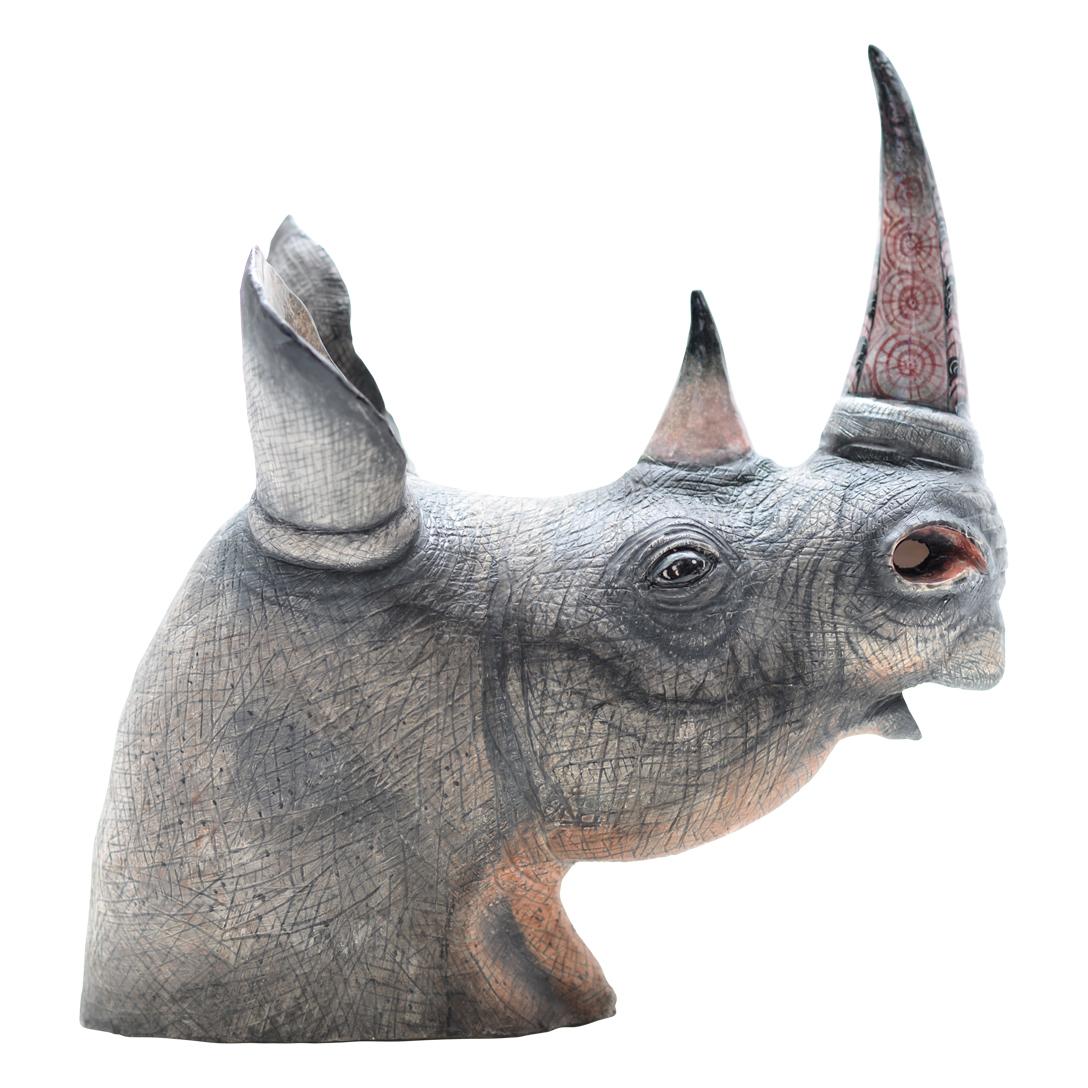 Moderne Céramique Wiseman, Rhino Big Five en vente