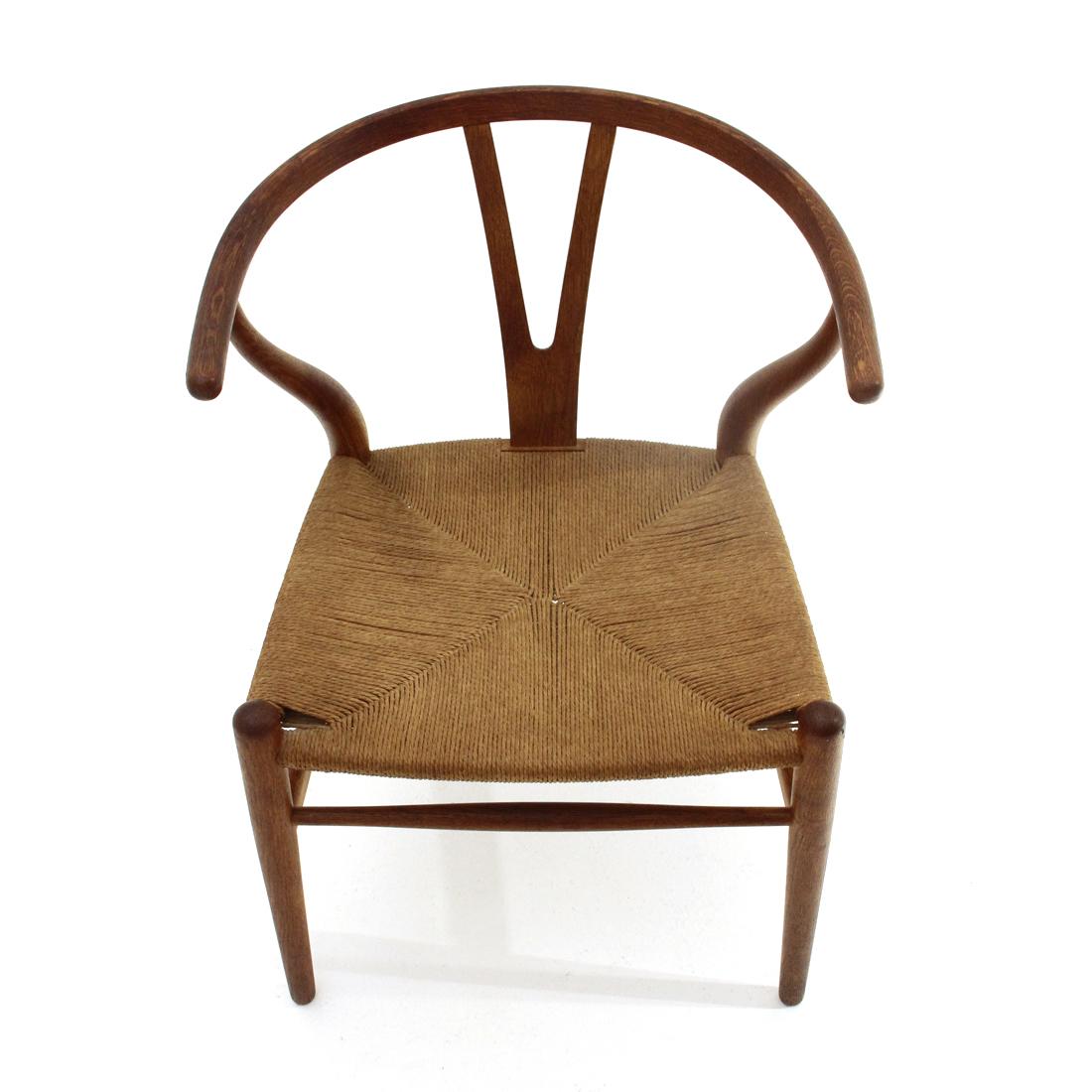 Straw ‘Wishbone’ Chair in Durmast by Hans Wegner for Carl Hansen & Søn, 1960s