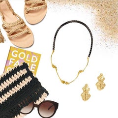 Wishbone Necklace in Black and Gold