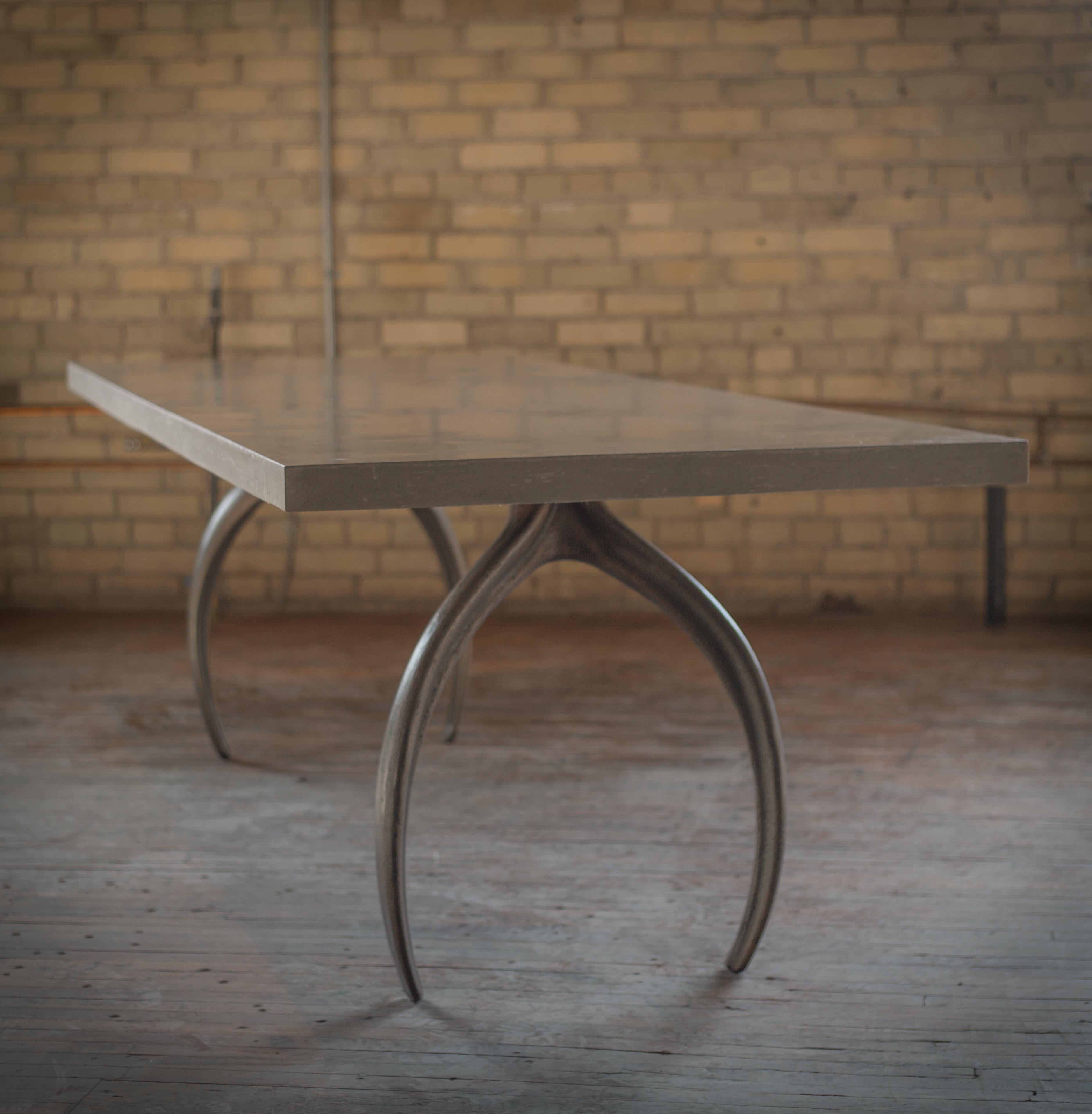 Wishbone Series dining is available as a dining table or desk. STACKLAB’s signature cast-metal Wishbone leg represents the firm’s first foray into iterative, digital prototyping, a technique that surpasses physical testing in its ability to optimize