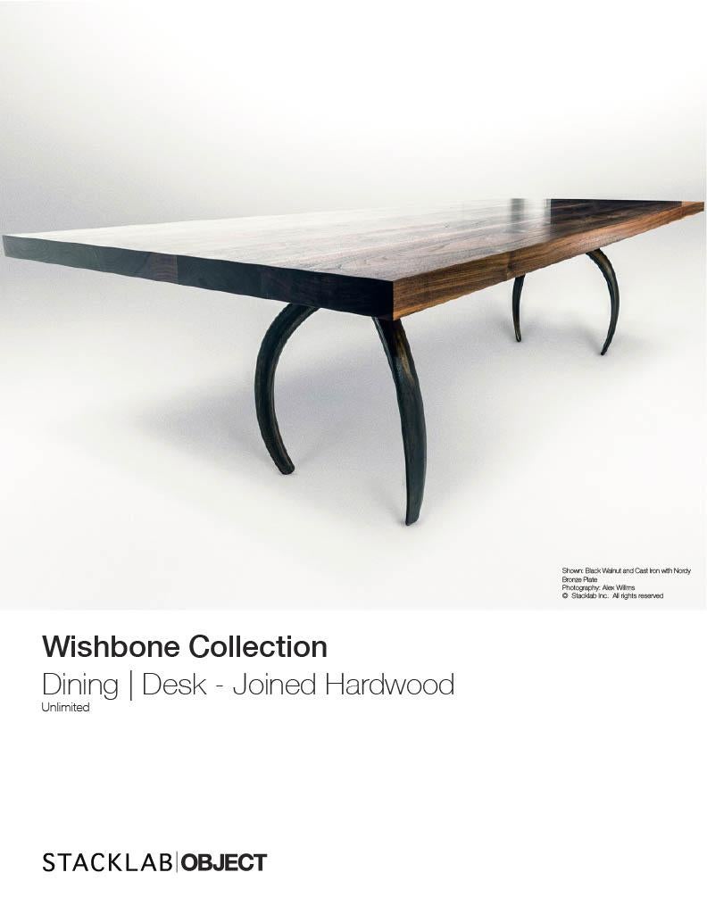 Stacklab Wishbone - 10 Seats, Dining Table, Joined Hardwood and Cast-Metal For Sale 2