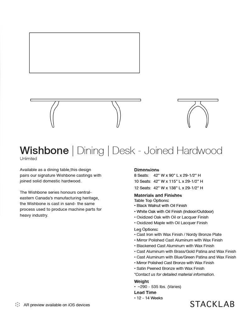 Stacklab Wishbone - 10 Seats, Dining Table, Joined Hardwood and Cast-Metal For Sale 3