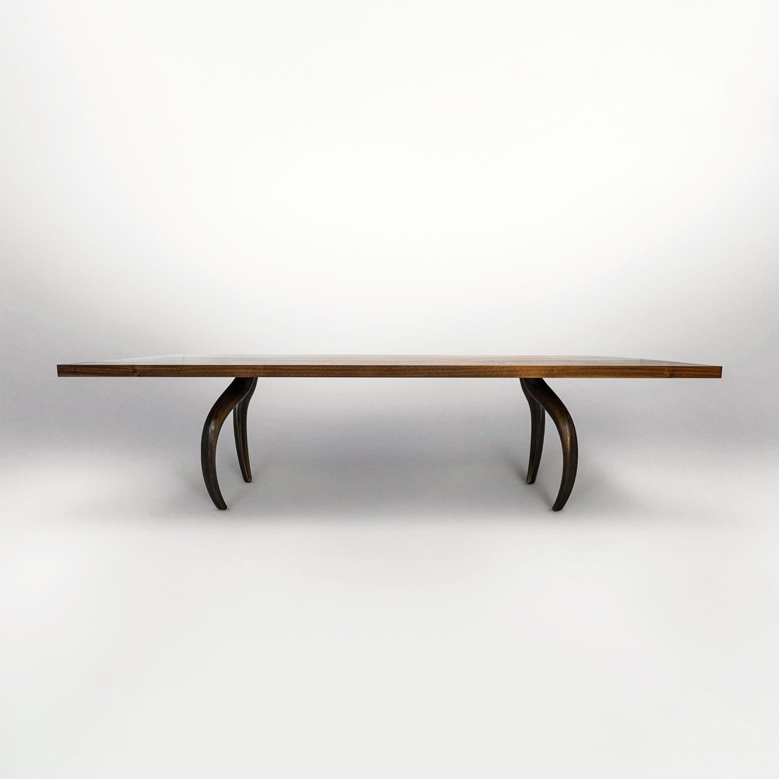 Lacquered Stacklab Wishbone - 10 Seats, Dining Table, Joined Hardwood and Cast-Metal For Sale