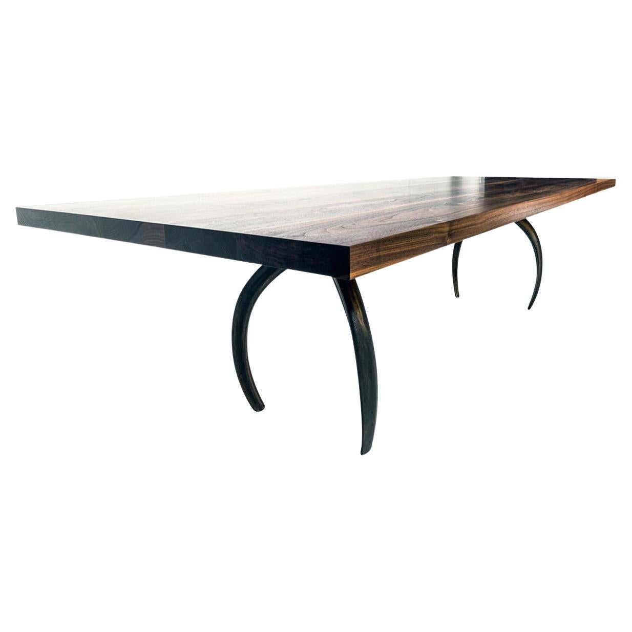 Stacklab Wishbone - 10 Seats, Dining Table, Joined Hardwood and Cast-Metal For Sale
