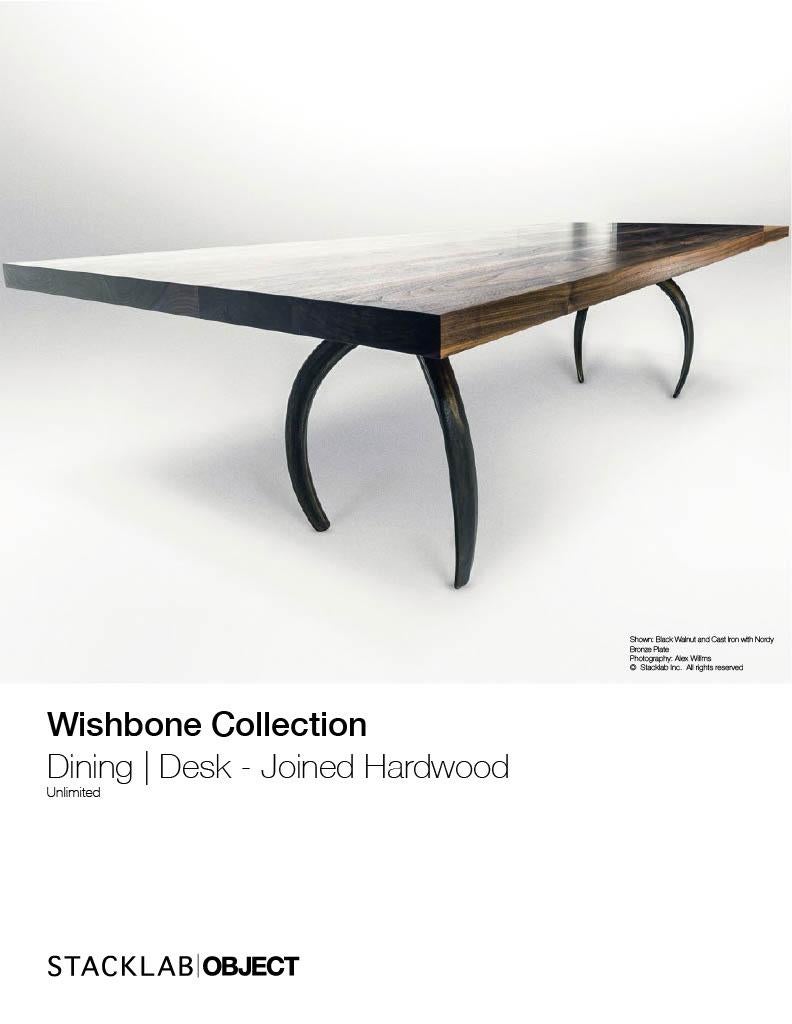 Stacklab Wishbone - 12 Seats,  Dining Table, Joined Hardwood with Cast-Metal For Sale 3