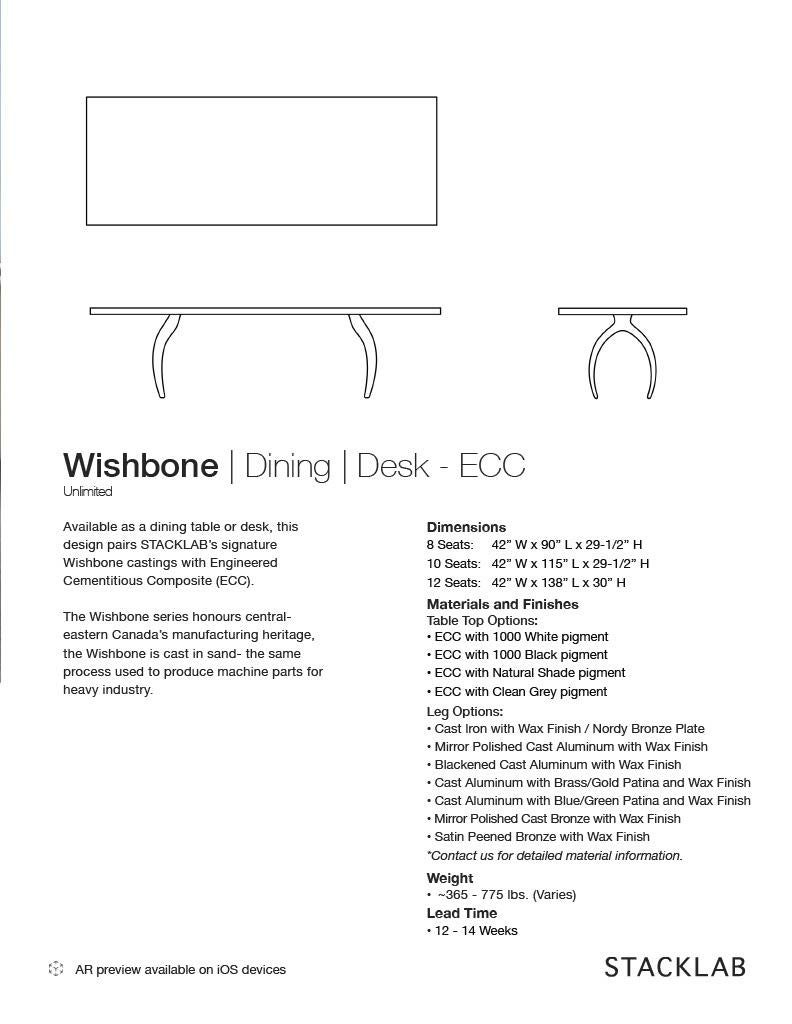 Modern  Stacklab Wishbone - 8 Seat, Dining Table, ECC with Cast-Metal  For Sale