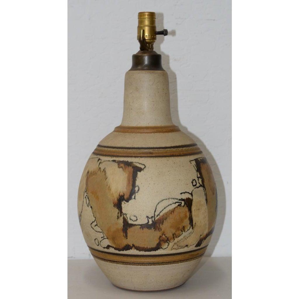Américain Lampe de table en grès émaillé Wishon-Harrell c.1960s en vente