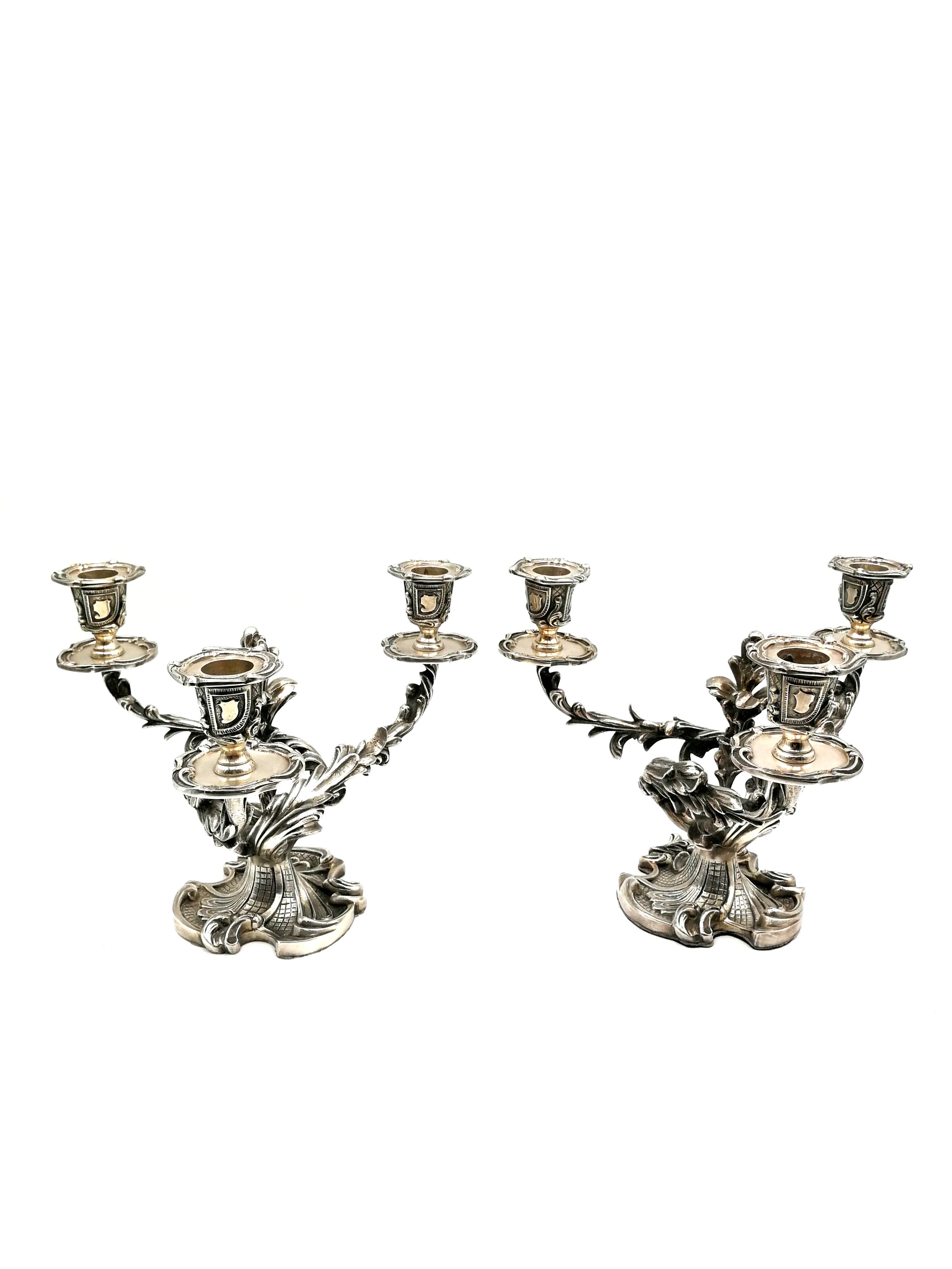 Wiskeman Pair of Rococo Silver Plated Candelabra 7