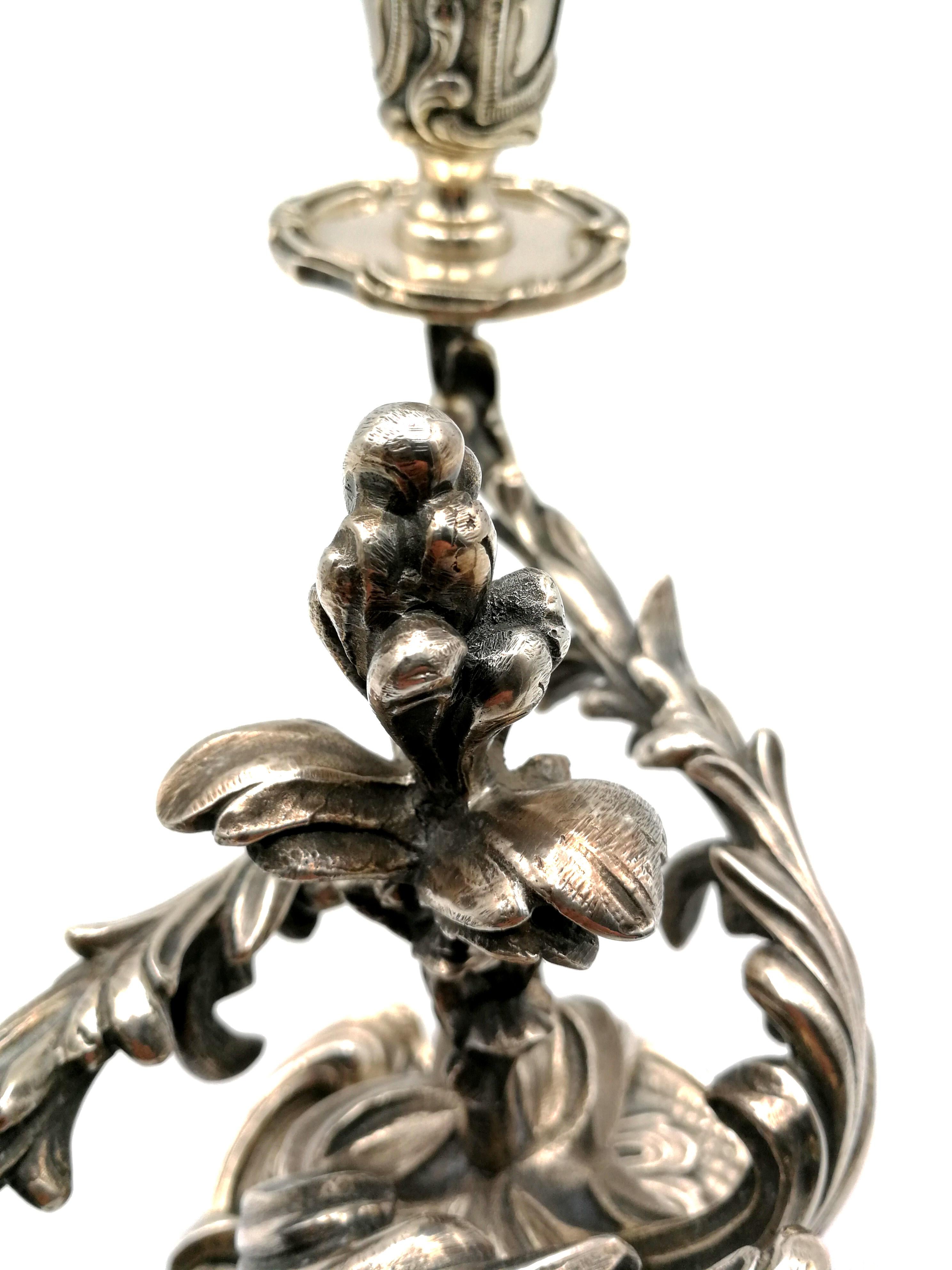 Wiskeman Pair of Rococo Silver Plated Candelabra In Excellent Condition In Beuzevillette, FR