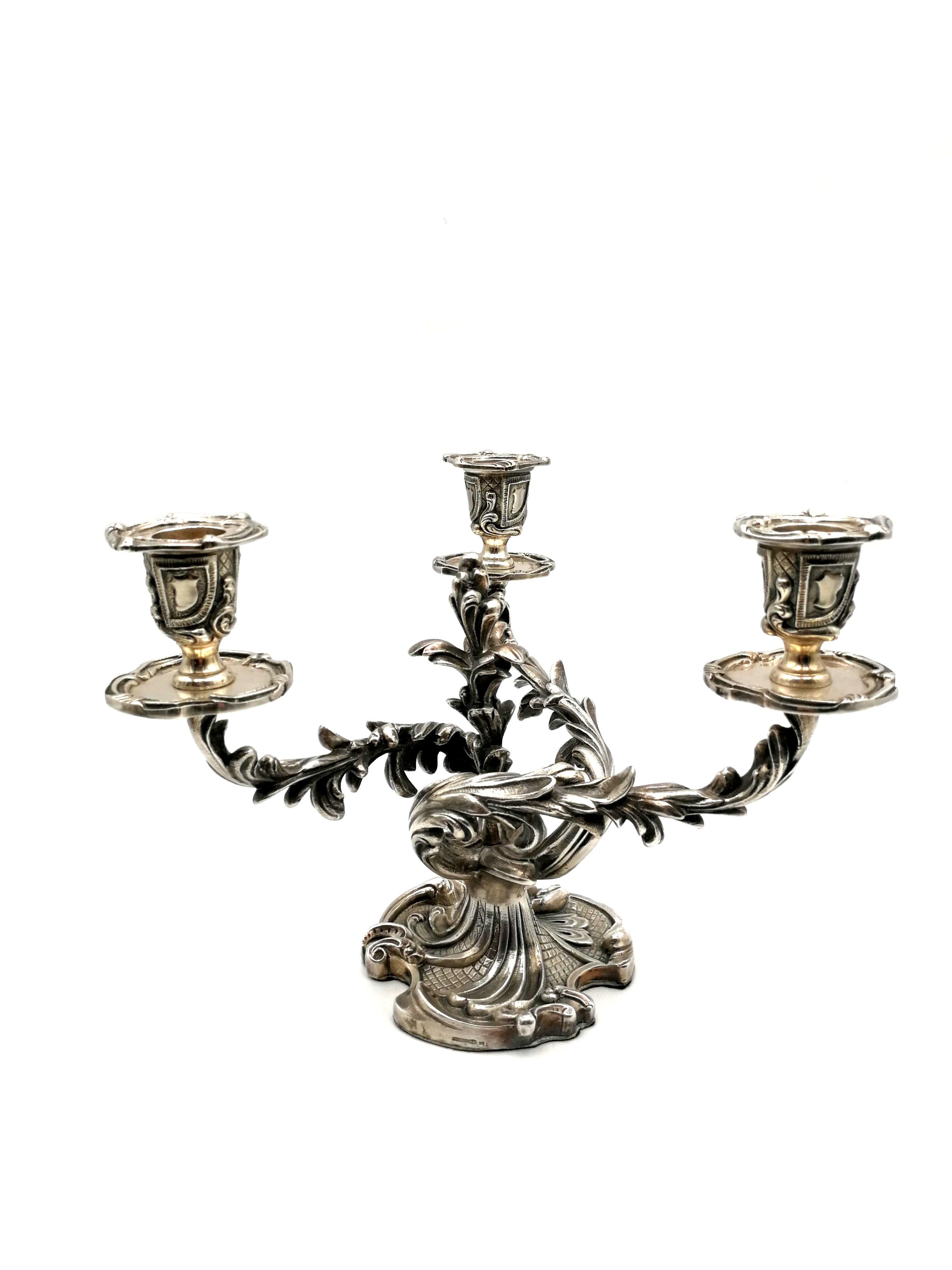 20th Century Wiskeman Pair of Rococo Silver Plated Candelabra