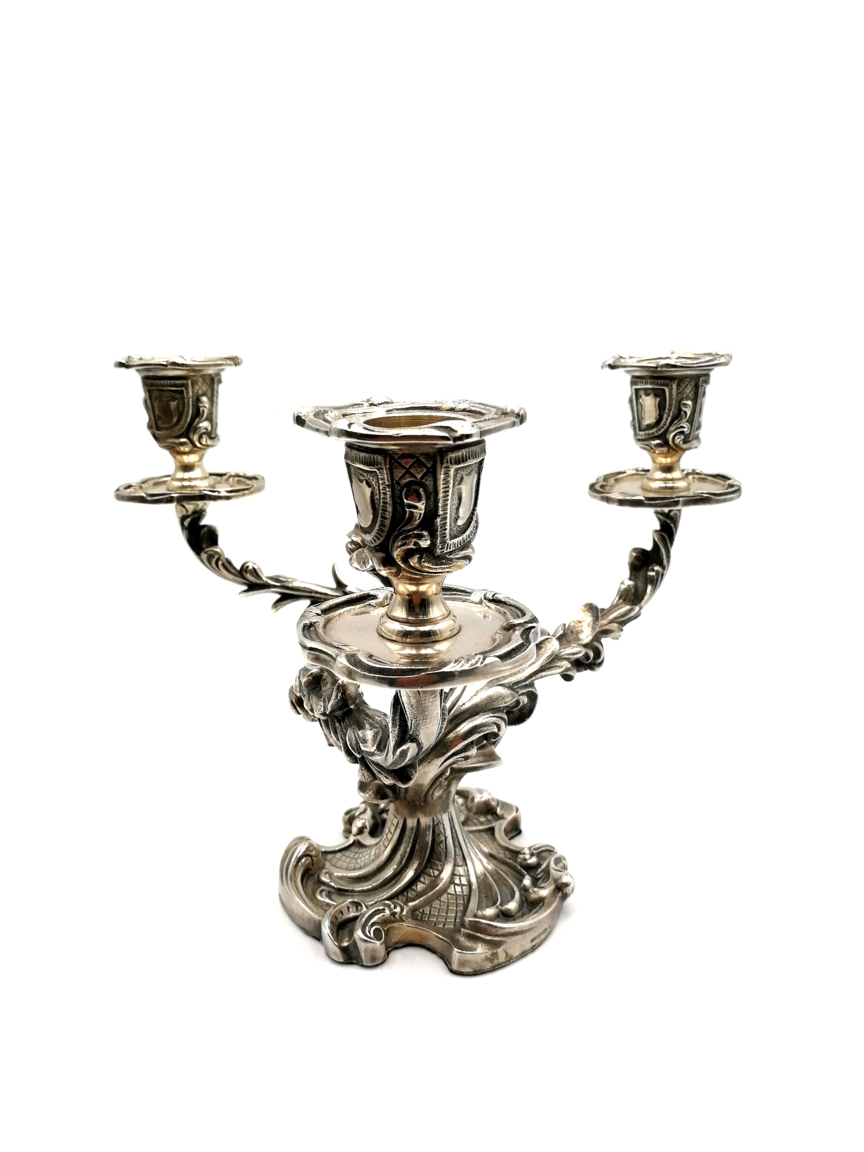 Wiskeman Pair of Rococo Silver Plated Candelabra 3
