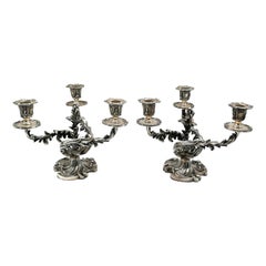 Wiskeman Pair of Rococo Silver Plated Candelabra