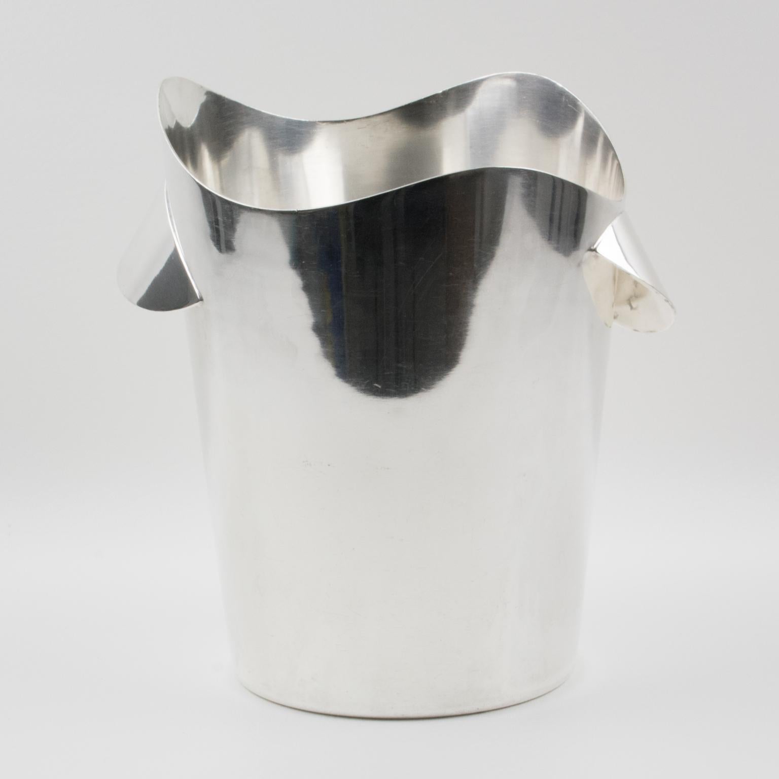 Belgian Wiskemann Modernist Silver Plate Champagne Ice Bucket Wine Cooler For Sale