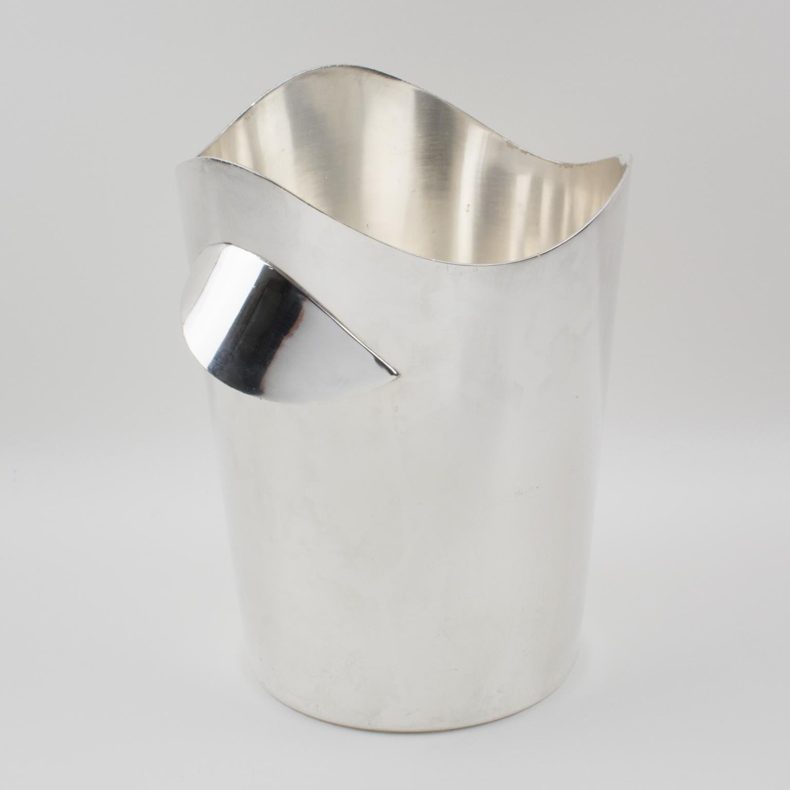 Wiskemann Modernist Silver Plate Champagne Ice Bucket Wine Cooler In Good Condition For Sale In Atlanta, GA