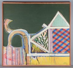 Wismann, artista tedesco. Olio su tela. Composizione astratta. 1966.