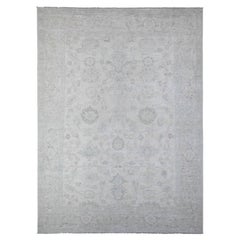 Wisp White Natural Wool White Wash Peshawar Hand Knotted Oriental Rug 8'8"x11'7"