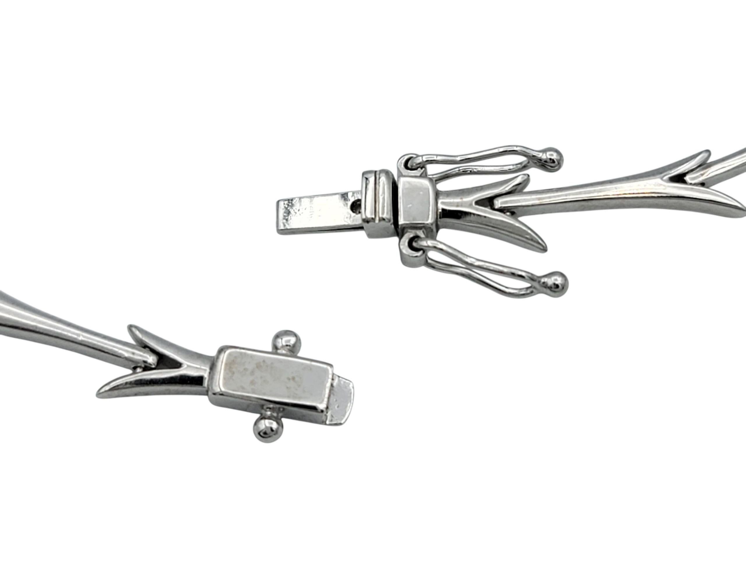 Women's Wispy Pavé Diamond Botanical Motif Bib Necklace in 14 Karat White Gold For Sale