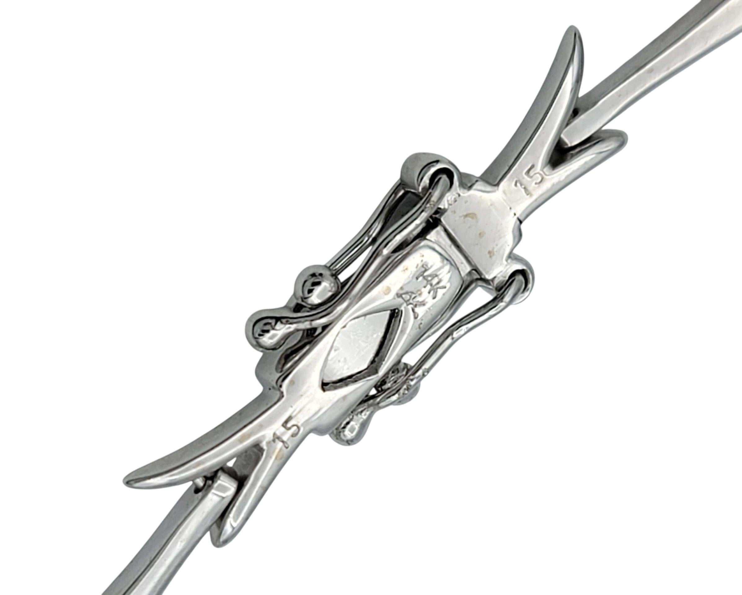 Wispy Pavé Diamond Botanical Motif Bib Necklace in 14 Karat White Gold For Sale 1