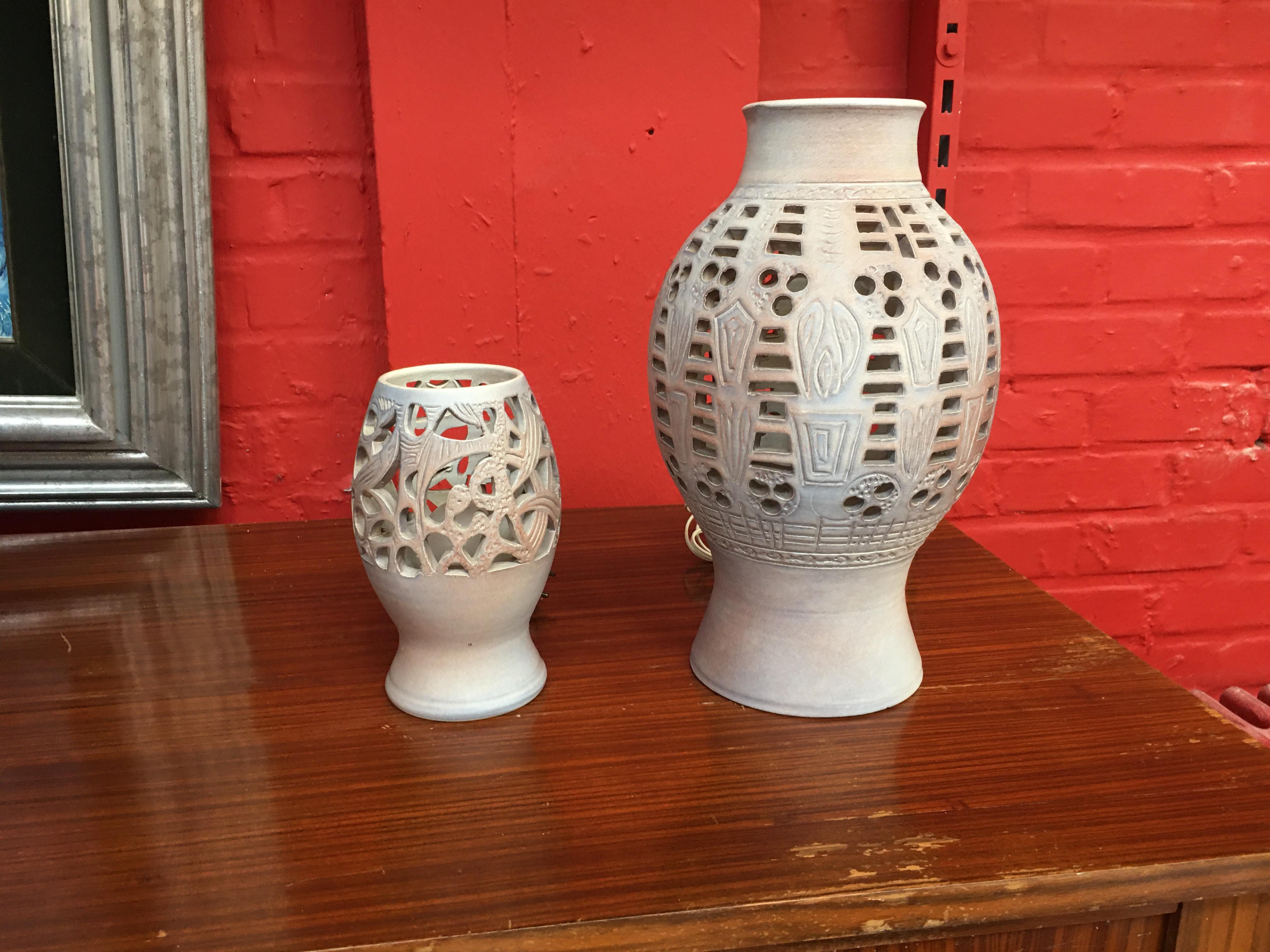 Abbaye de Wisques, 2 lampes en grès émaillé vers 1960 en vente 3