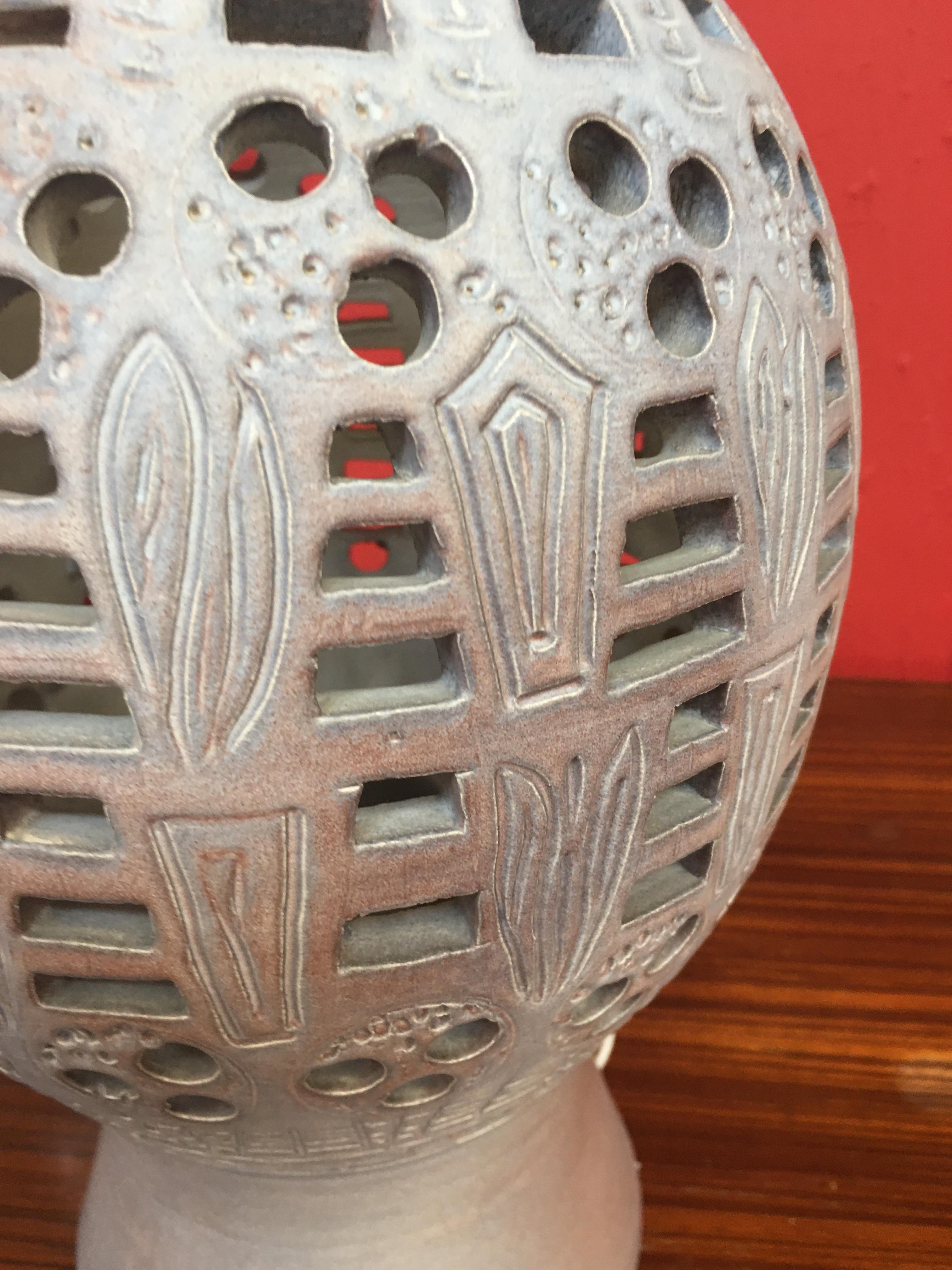 Mid-Century Modern Abbaye de Wisques, 2 lampes en grès émaillé vers 1960 en vente