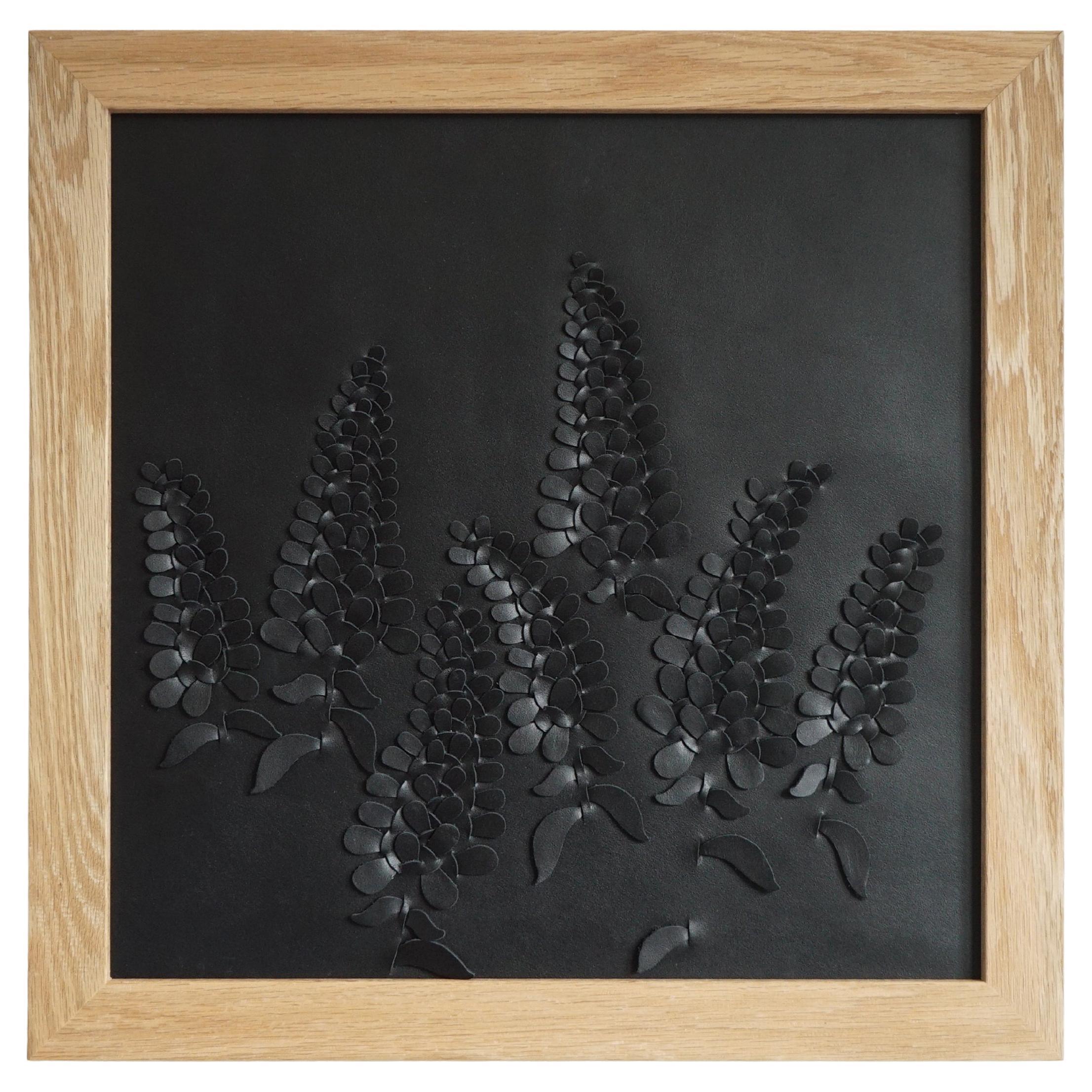 Wisteria a Piece of 3D Sculptural Black Leather Wall Art
