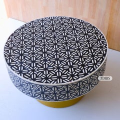 Wisteria Black Bone Inlay Square Coffee Table, Nickel Legs by House of Jaipur