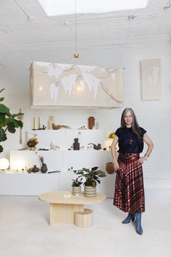 Wisteria Linen Applique Box Pendant Light