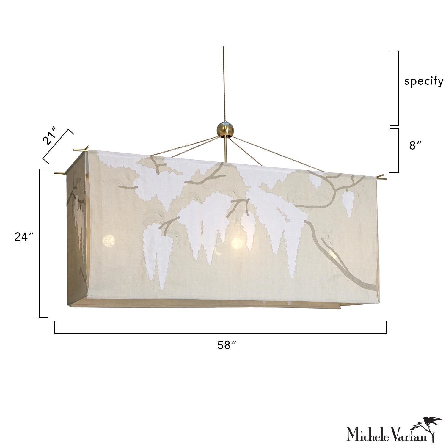 Americano Lampada a sospensione a scatola in lino Wisteria Applique in vendita