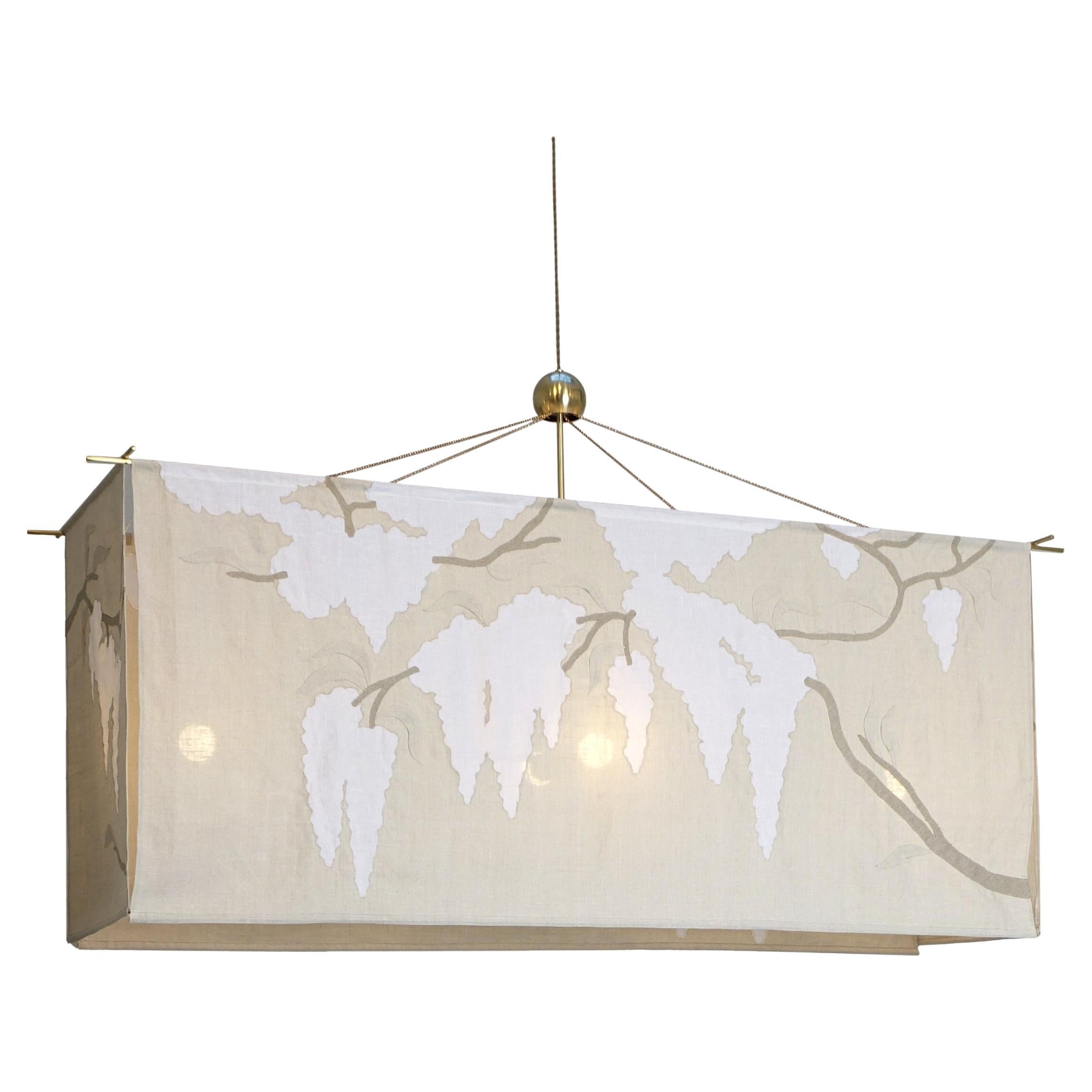 Lampada a sospensione a scatola in lino Wisteria Applique