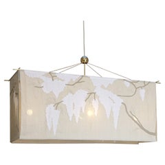 Wisteria Linen Applique Box Pendant Light