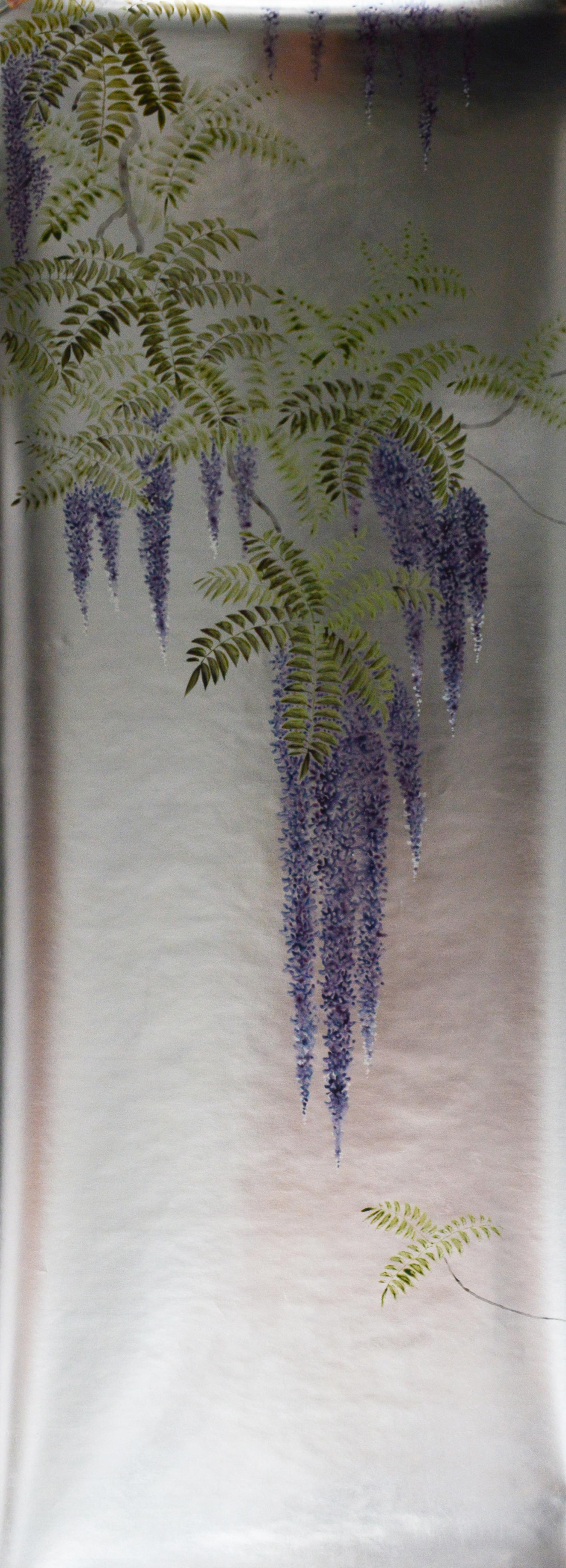 wisteria beige silk wallpaper oem