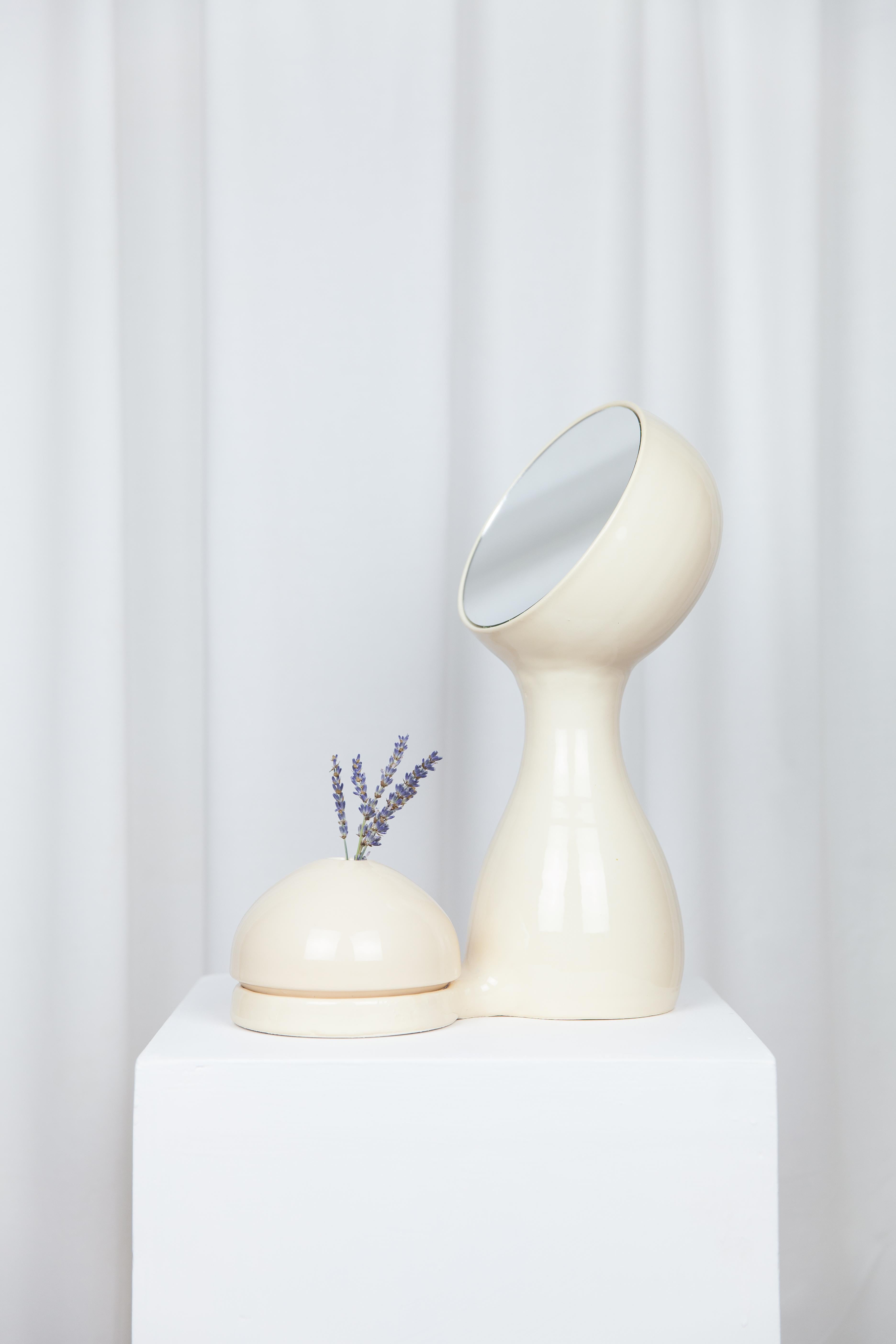 Post-Modern Wit Mirror + Vase Beige by Lola Mayeras
