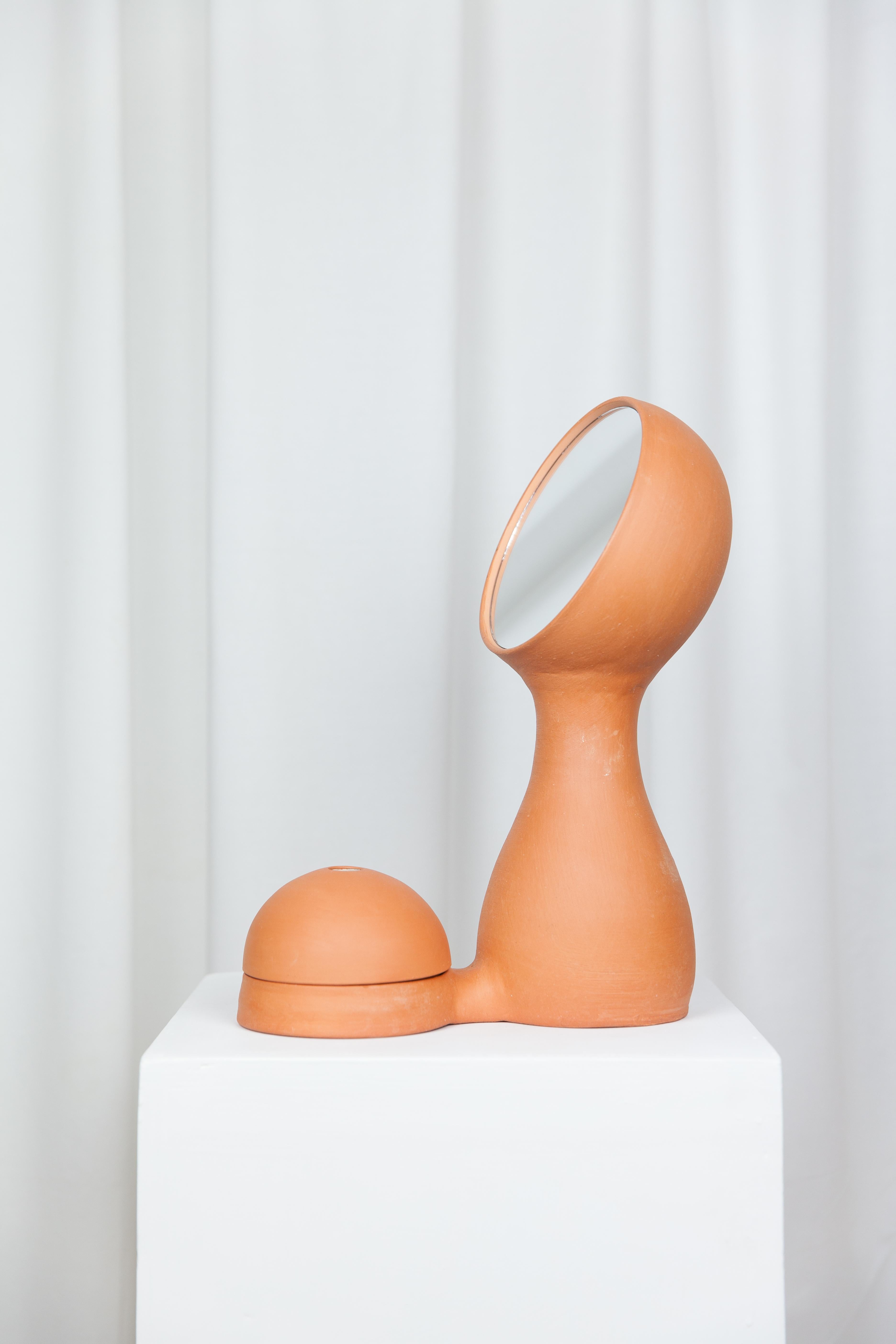 French Wit Mirror + Vase Beige by Lola Mayeras