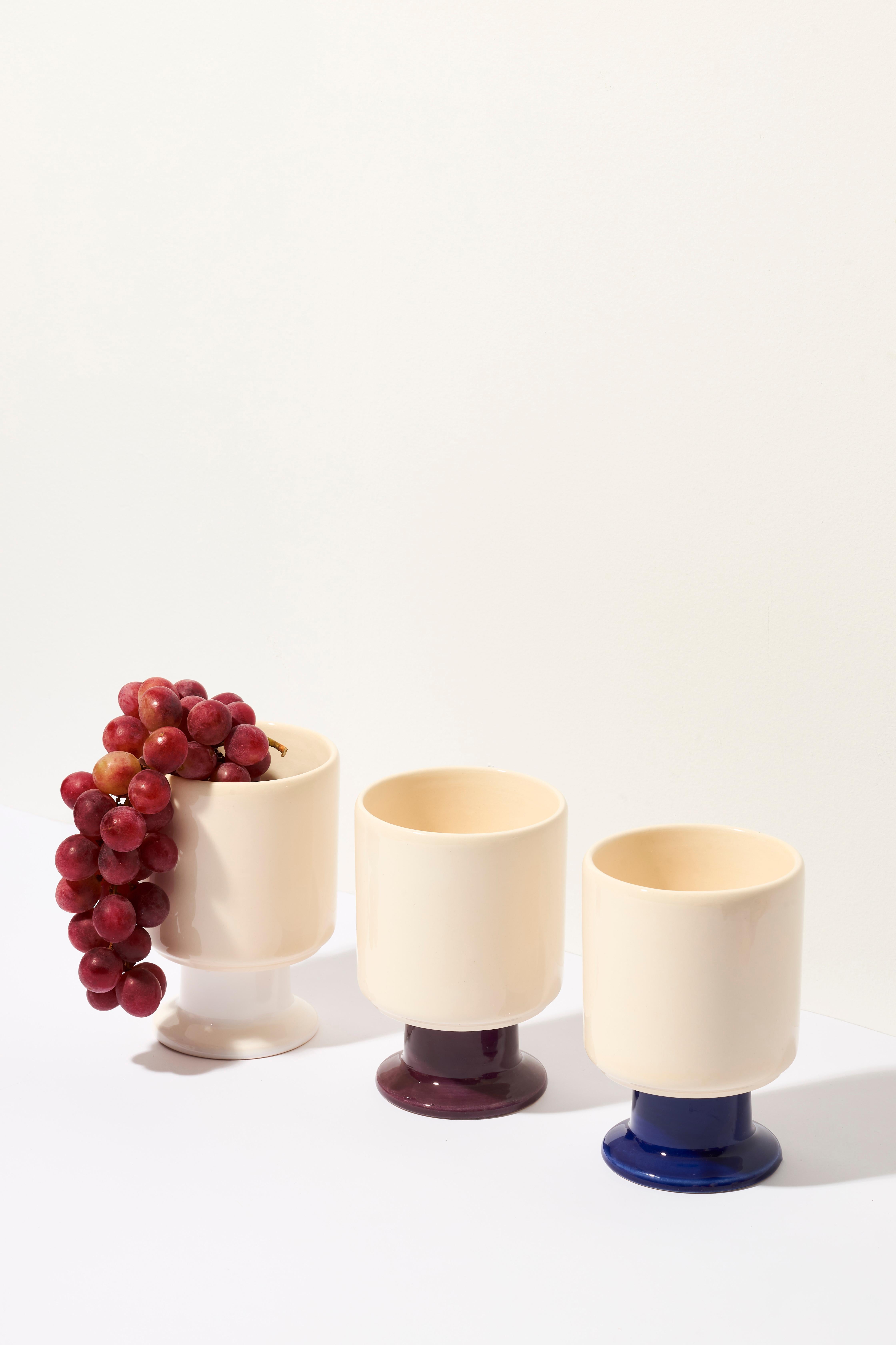 Glazed WIT Mug / Ecru / Kobalt by Malwina Konopacka For Sale
