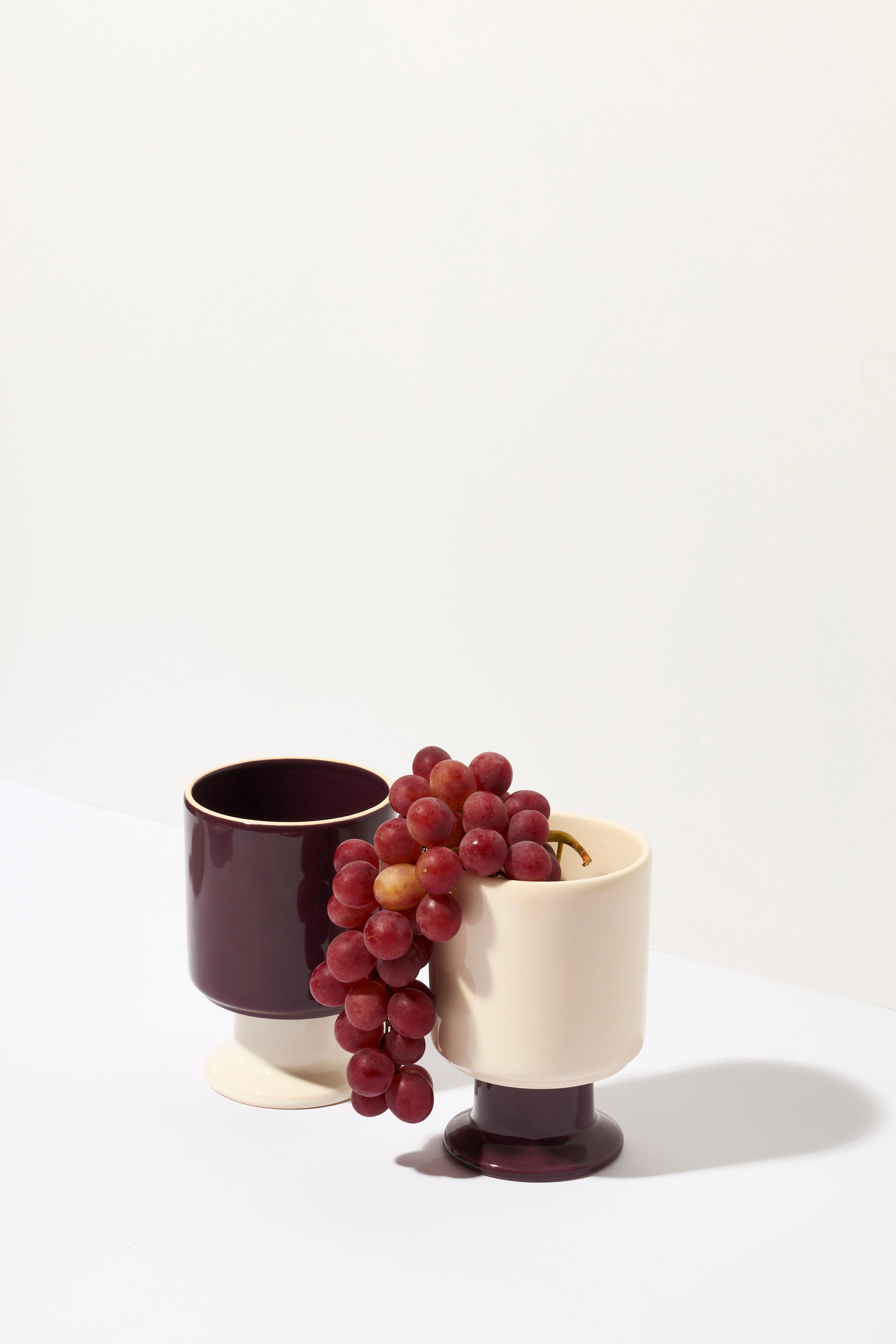 Glazed WIT Mug / Ecru / Plum by Malwina Konopacka For Sale