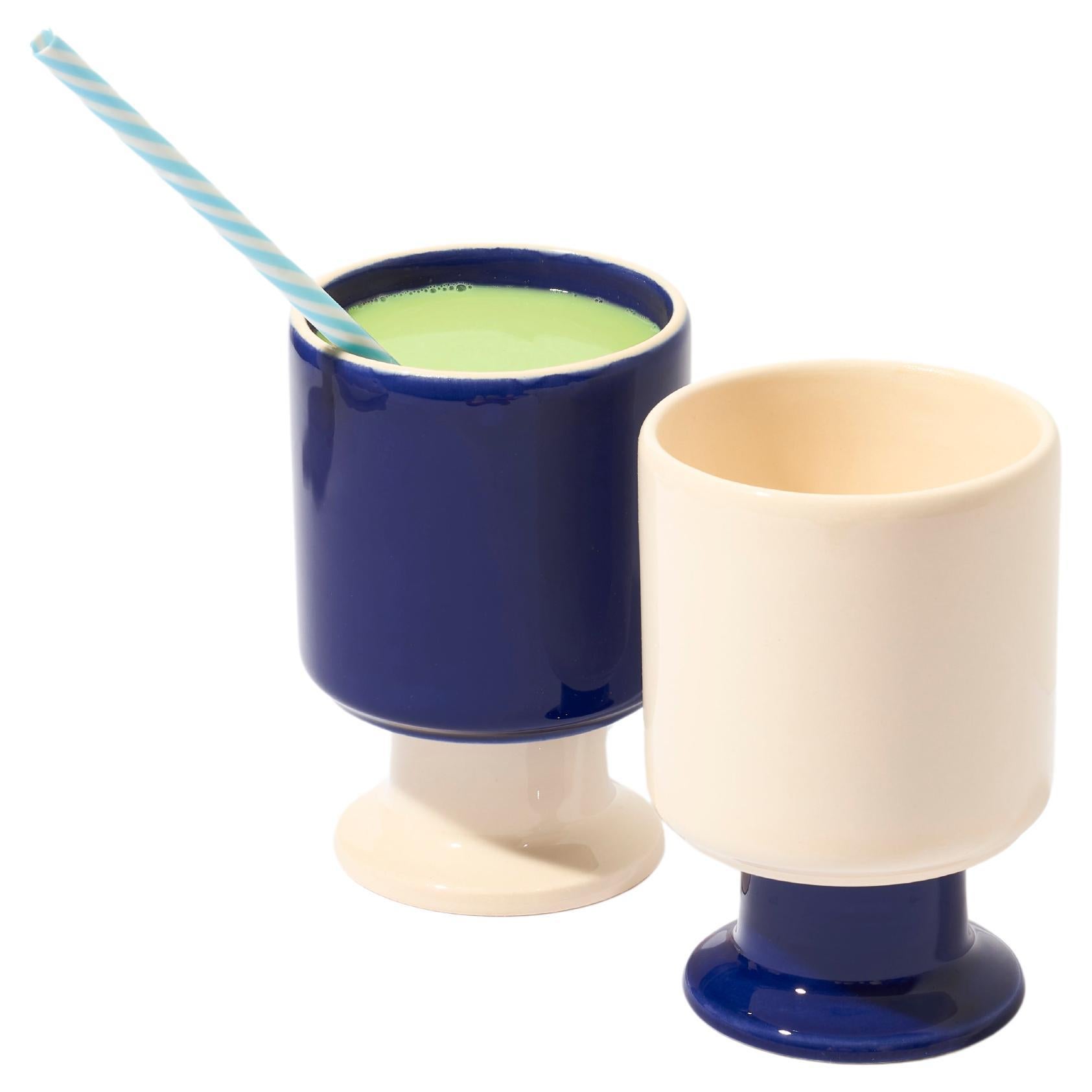 WIT Mug set of 2 / Ecru / Kobalt by Malwina Konopacka For Sale