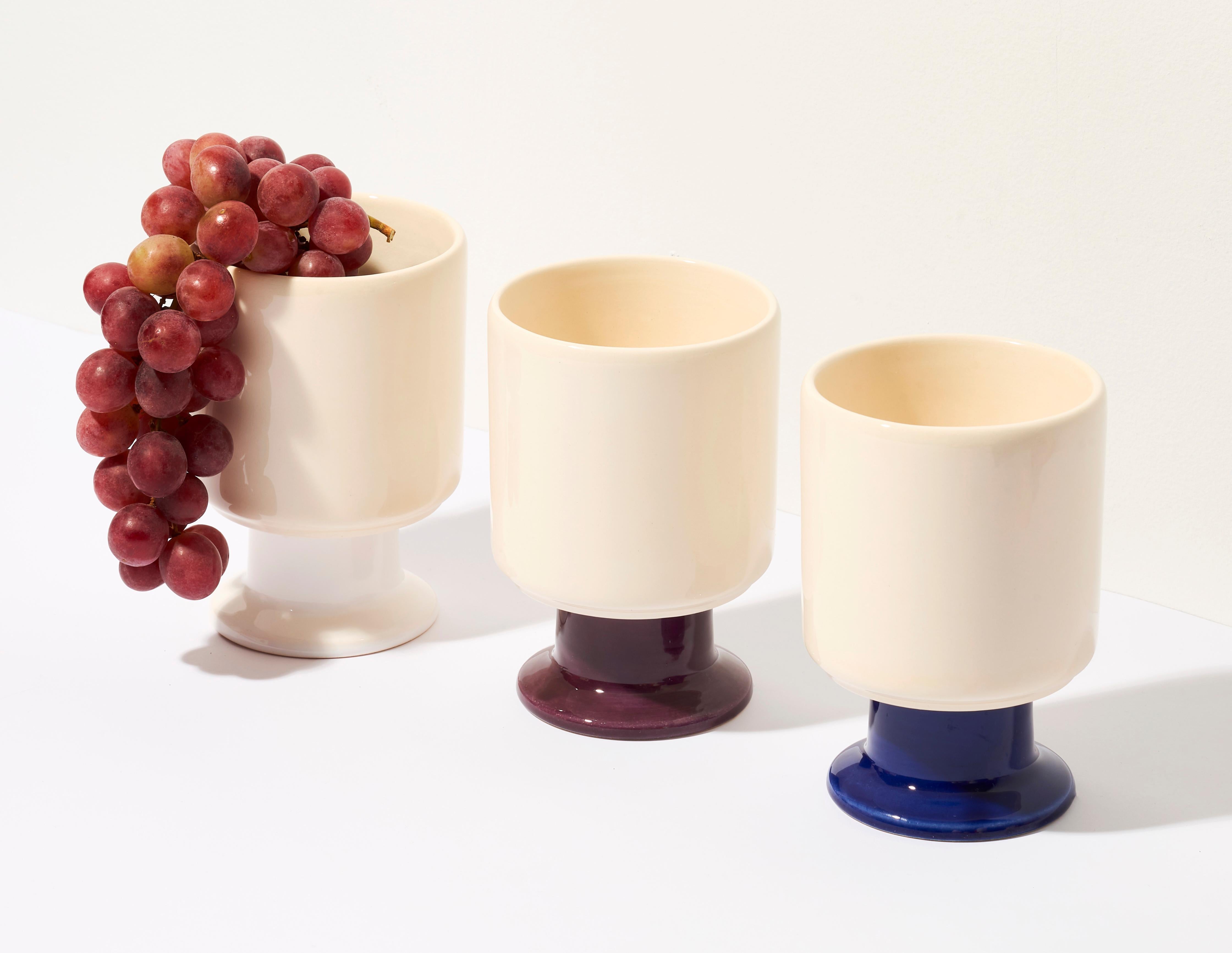 WIT mug / set of 3.

The WIT cup is a multifunctional vessel with a playful stem. It can become your favorite coffee cup, a dessert bowl, a container for pens, or other favorite accessories. WIT chalices can be stacked to create stable towers,