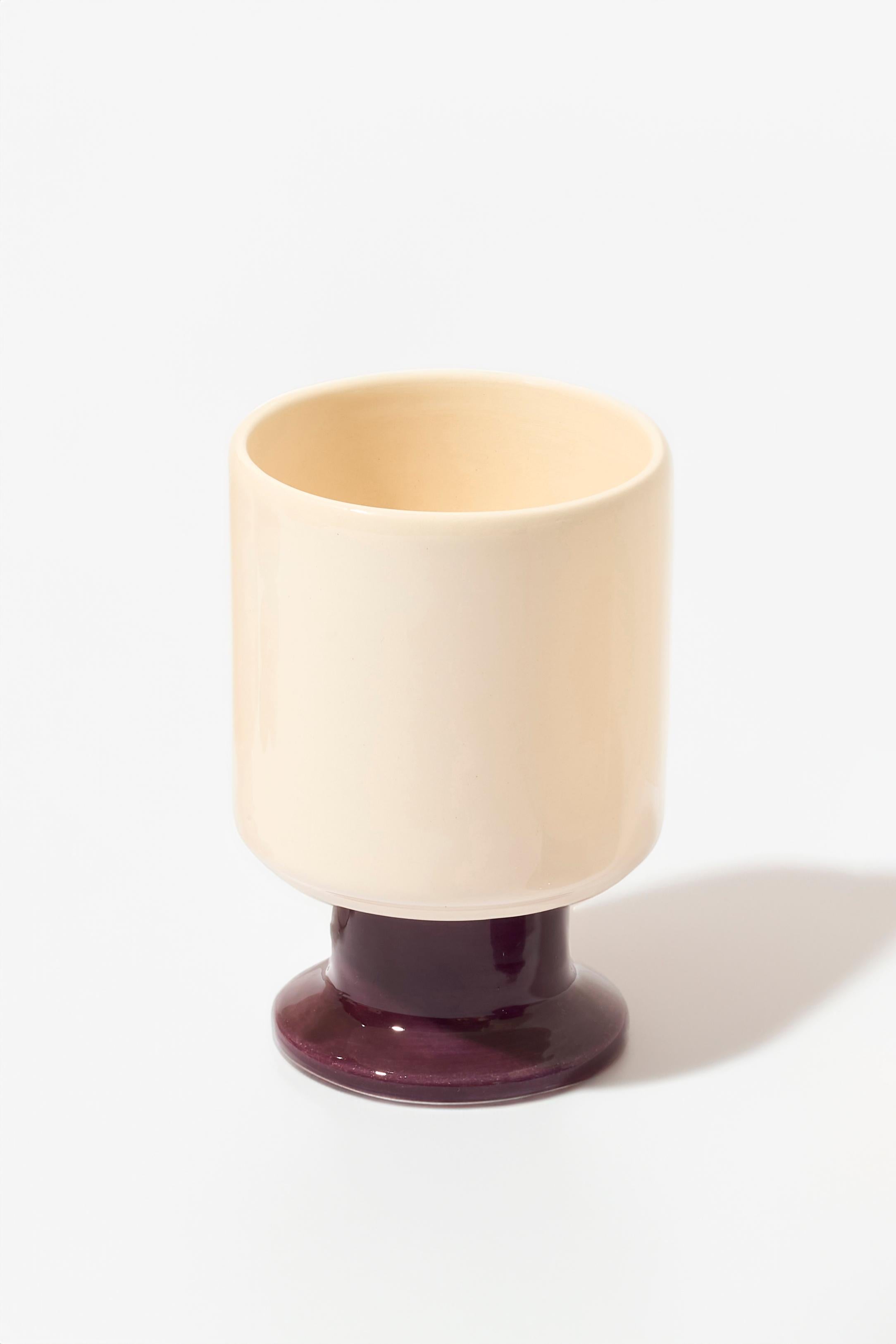 Modern WIT Mug set of 3 / Ecru / Kobalt / White / Plum by Malwina Konopacka For Sale
