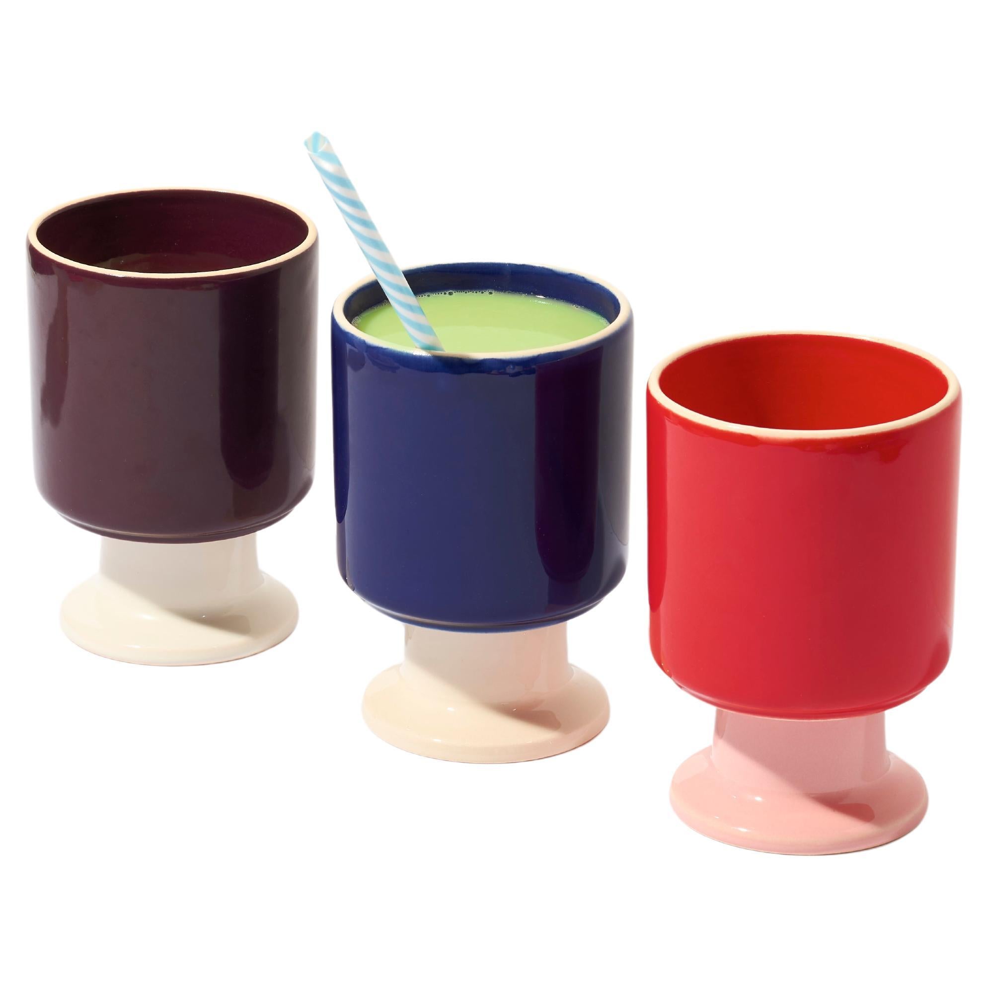 WIT Mug set of 3 / Kobalt / Red / Plum by Malwina Konopacka For Sale