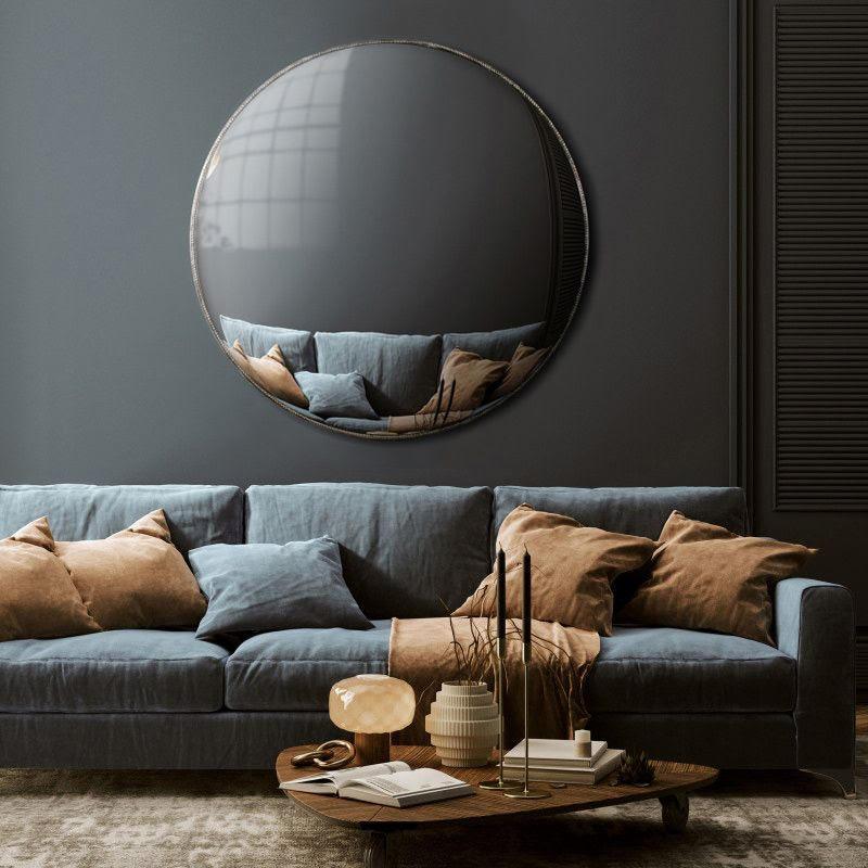 Witch mirror, curved mirror, Diameter 120cm, mirror and metal, XXIth century.

Large 21st century witch mirror in silver-coloured metal and mirror, contemporary mirror, beautiful interior decoration.

D: 120cm, D: 4cm