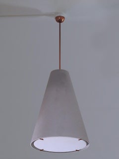 Witches Hat Conical Minimal, Uncluttered  Linen and Brass Pendant by Wende Reid