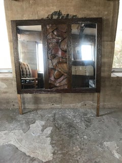 1960s Witco Mirror Carved Wood Sculptural Modern Design Tiki Brutalist