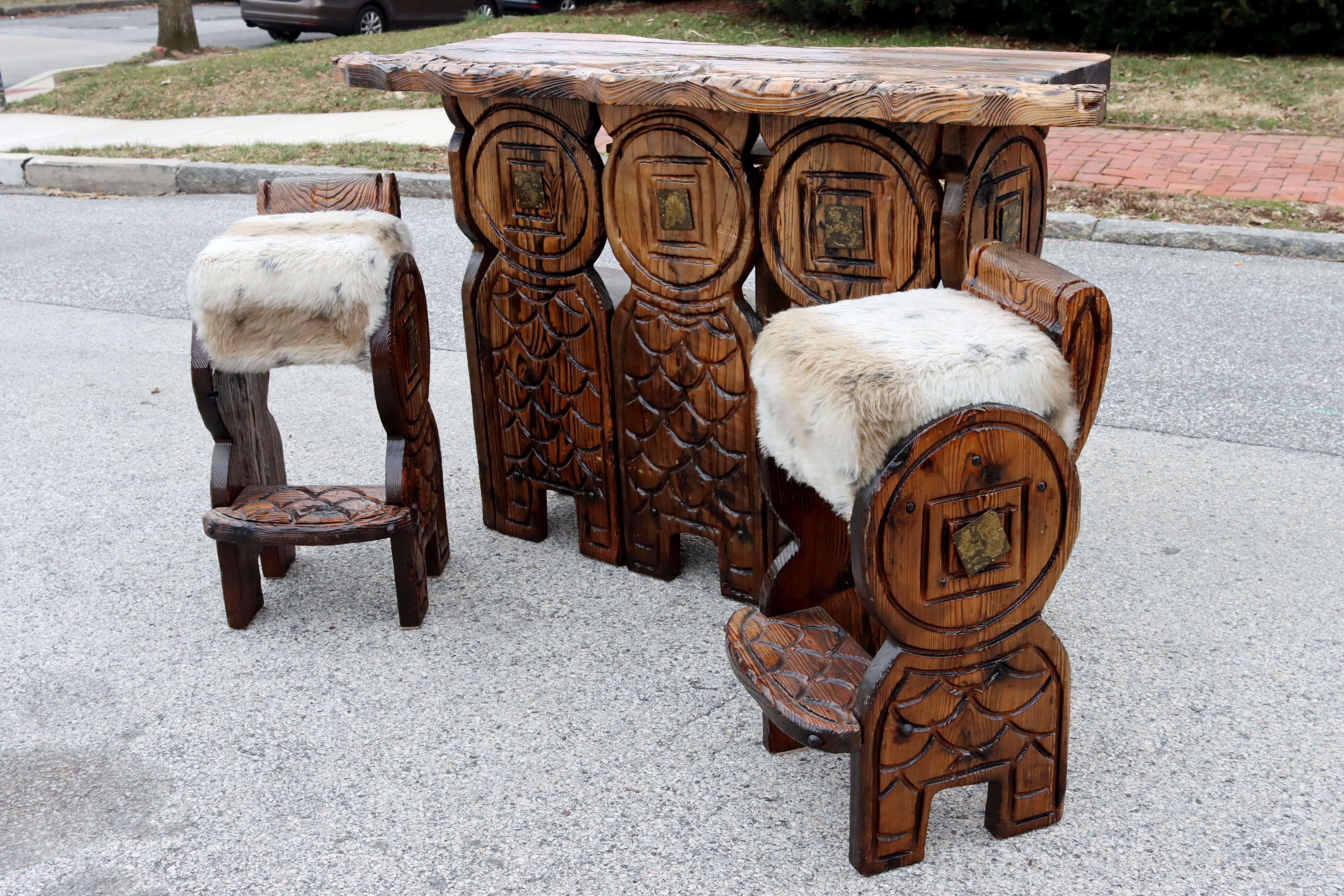 carved tiki bar stools for sale