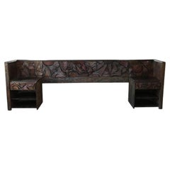 1960s Witco KING Headboard Floating Nightstands Brutalist Tiki Carved Wood