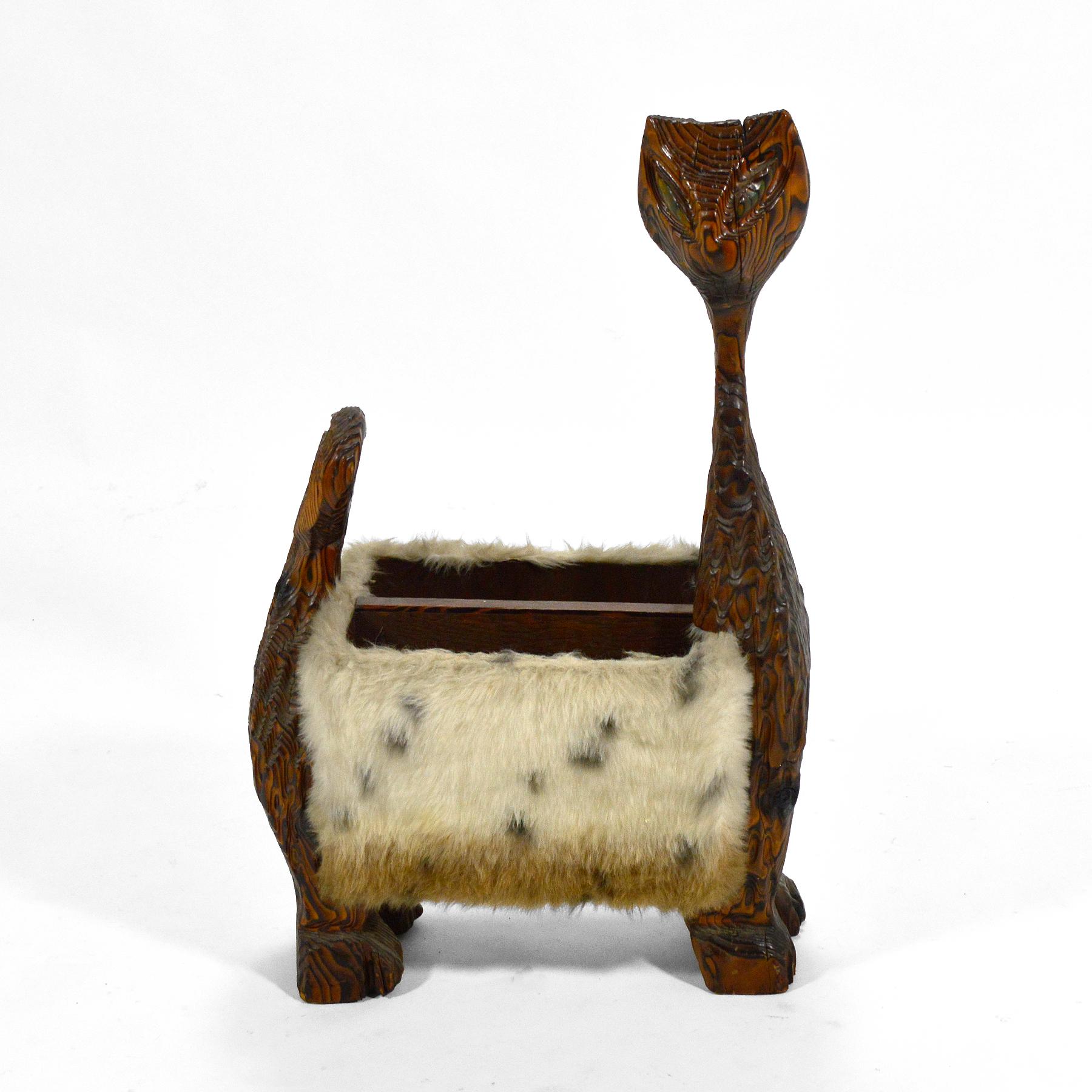 Faux Fur Witco Kitty Cat Magazine Holder For Sale