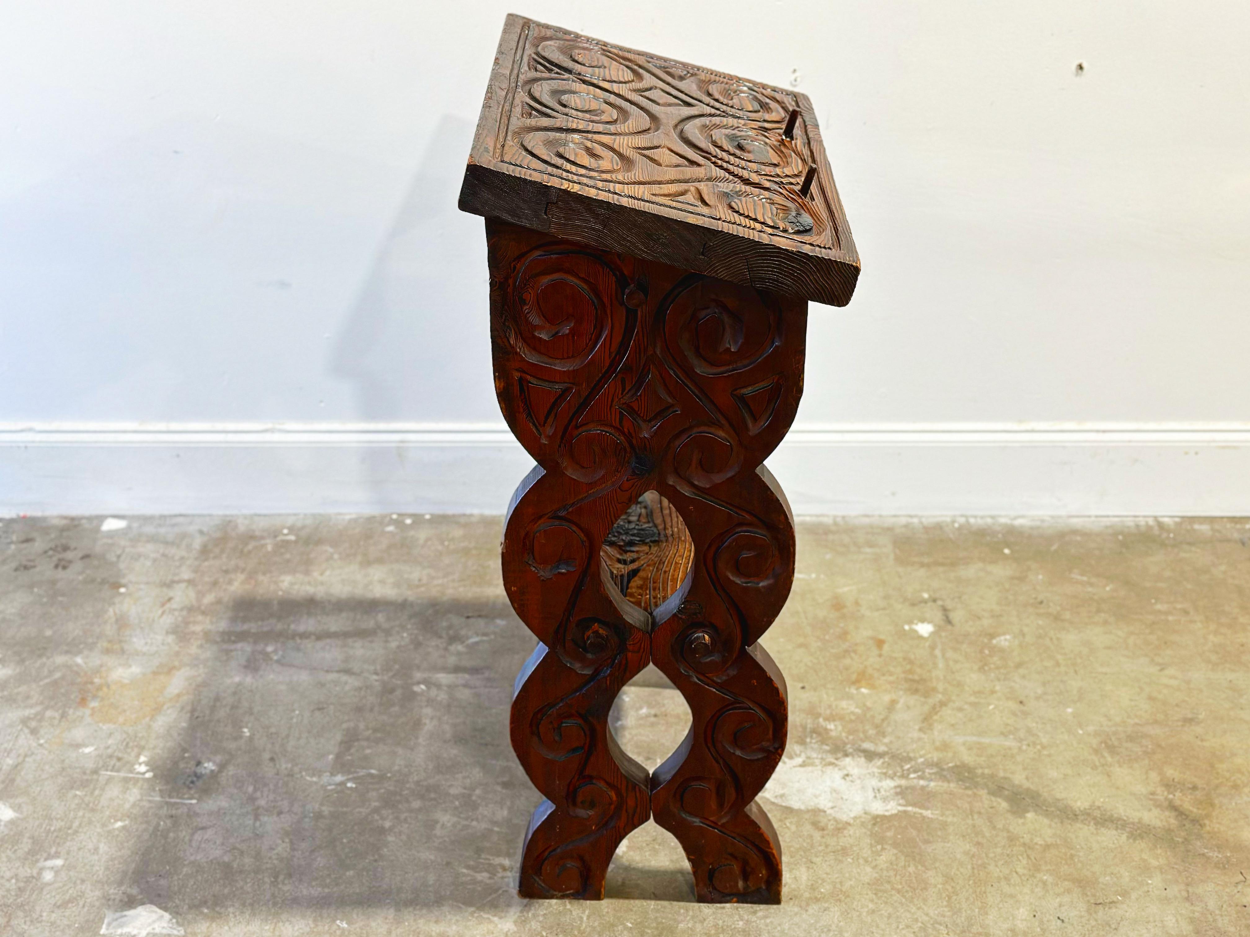 Organic Modern Witco Lectern - Vintage Tiki Modern Podium Stand - Organic Carved Wood Alter